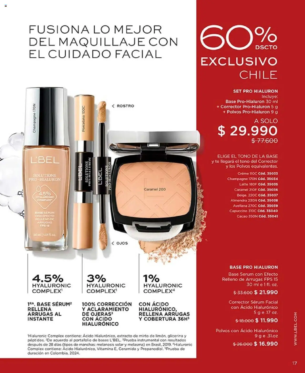 Catálogo L'Bel Campaña 14 │ válido desde el 01.09.2025 | Página: 17 | Productos: Cacao, Maquillaje, Corrector, Base