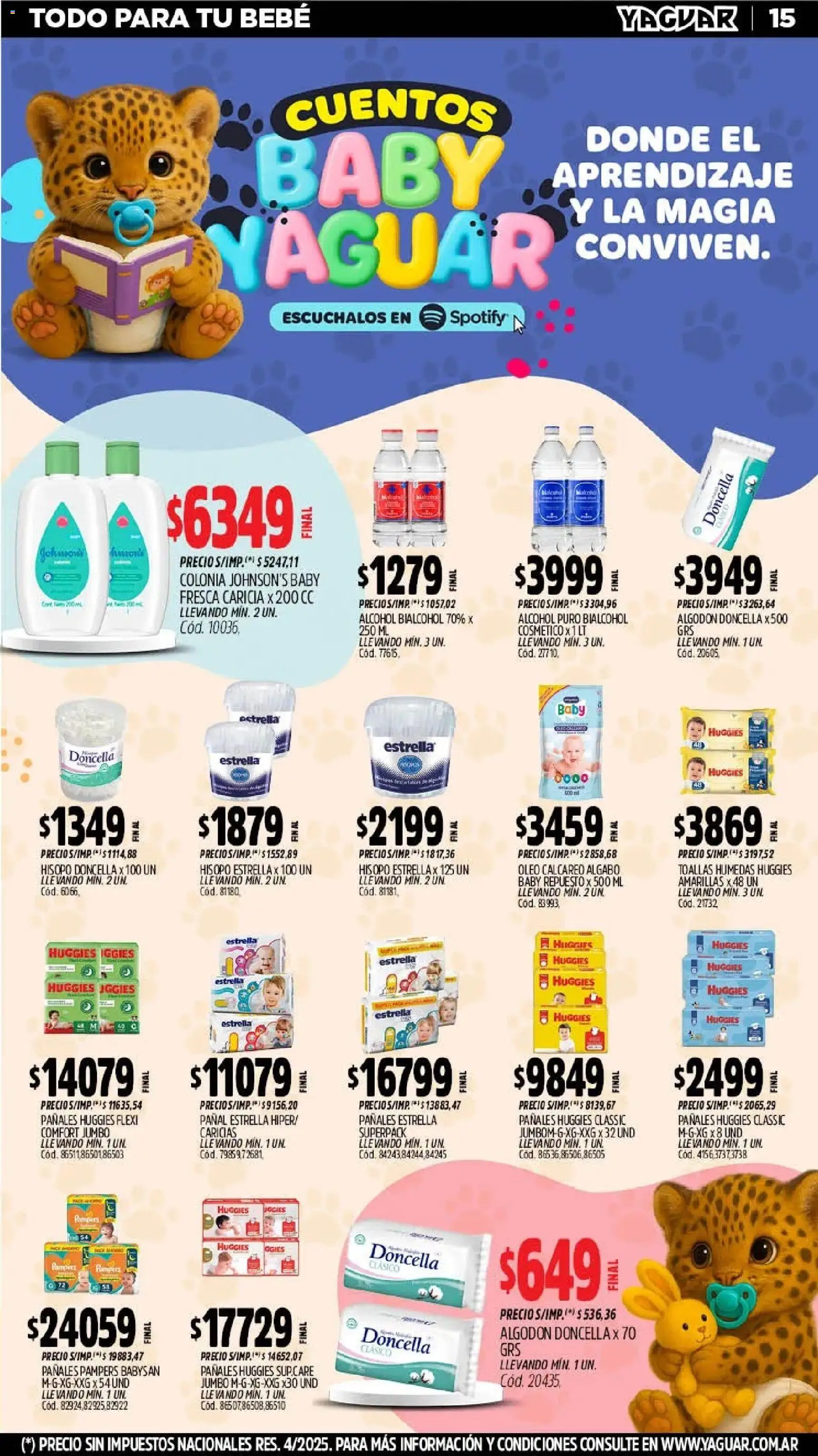 Yaguar - Oferta Semanal Misiones │ válido desde el 09.02.2026 | Página: 15 | Productos: Algodón, Toallas, Pañales