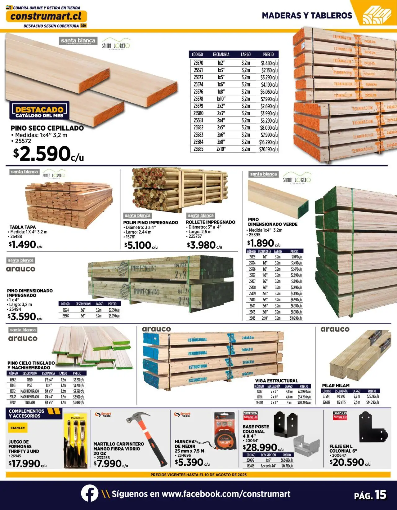 Construmart ofertas  │ válido desde el 01.08.2025 | Página: 15 | Productos: Mango, Viga, Martillo, Base