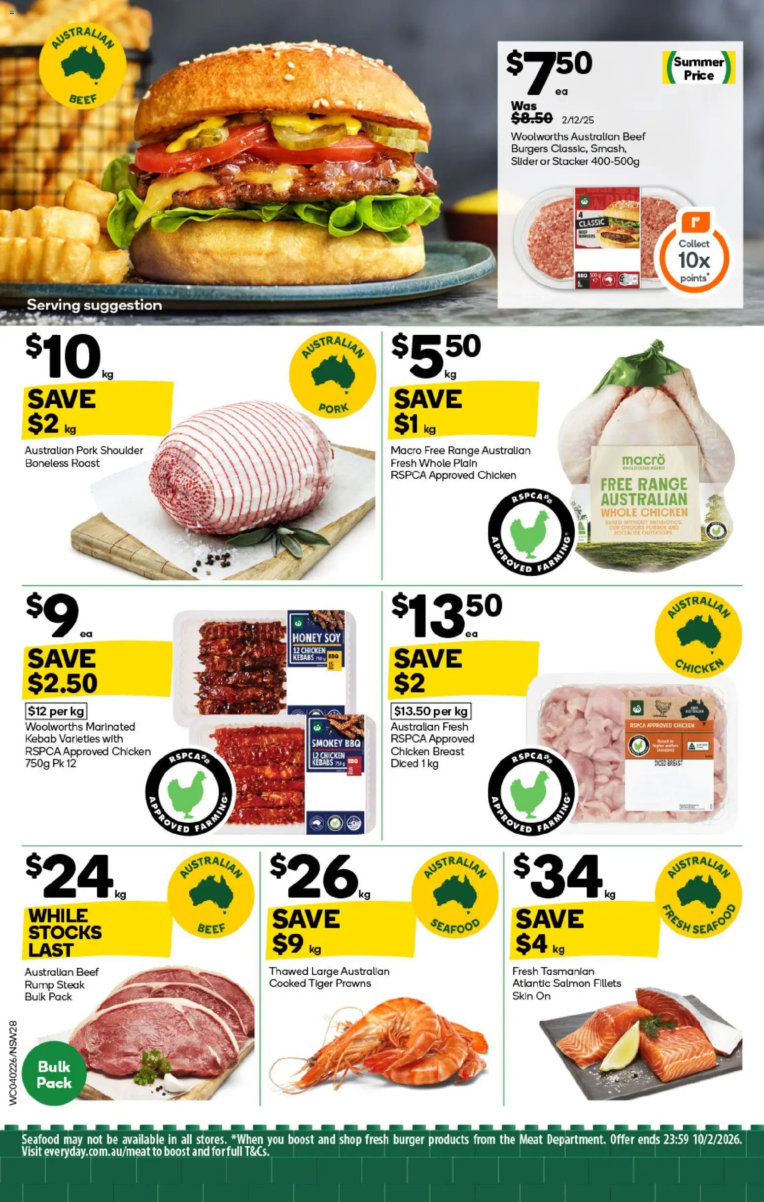 Woolworths catalogue - valid from 04.02.2026 | Page: 28 | Products: Beef, Meat, Prawns, Salmon