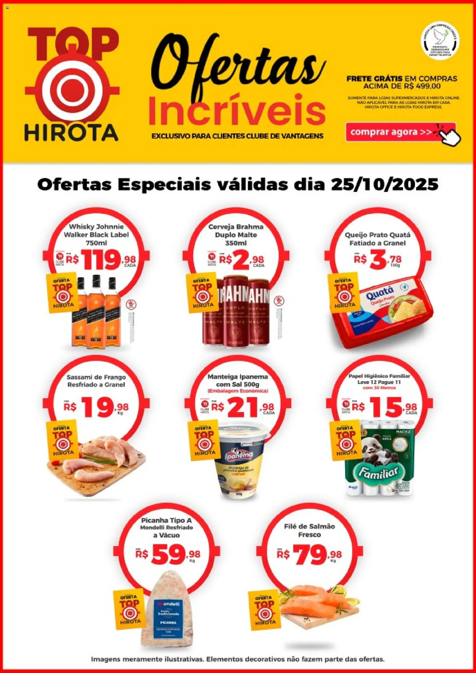 Hirota Food Folheto - válido de 25.10.2025 | Página: 1 | Produtos: Whisky, Cerveja, Frango, Papel higiênico