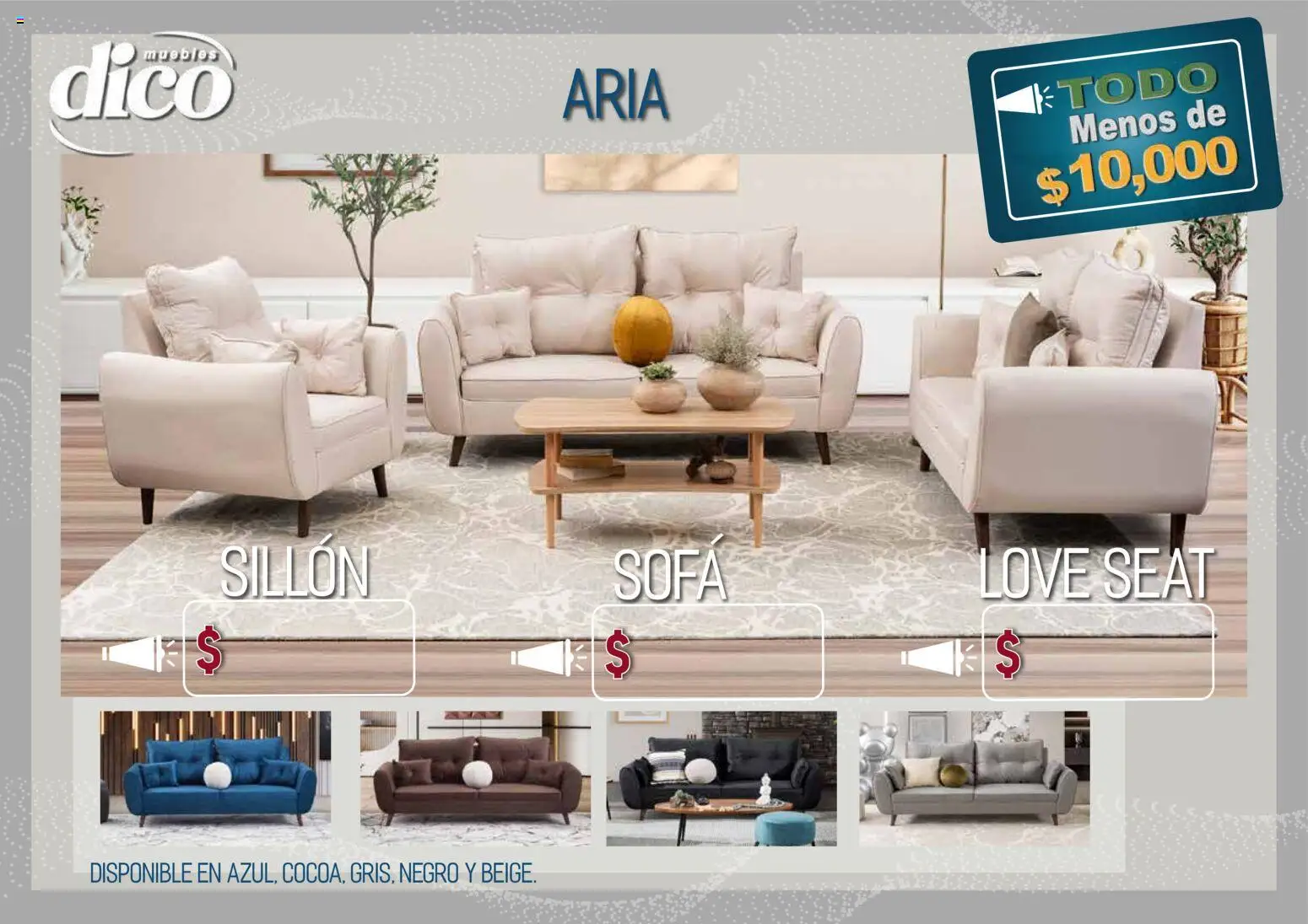Nuevas ofertas de Muebles Dico válidas en toda la República Mexicana desde el 09.04.2026. ¡Encuentra las mejores ofertas en Muebles Dico catálogo Todo menos de 10000 Pacifico! | Página: 36 | Productos: Sofá, Sillón