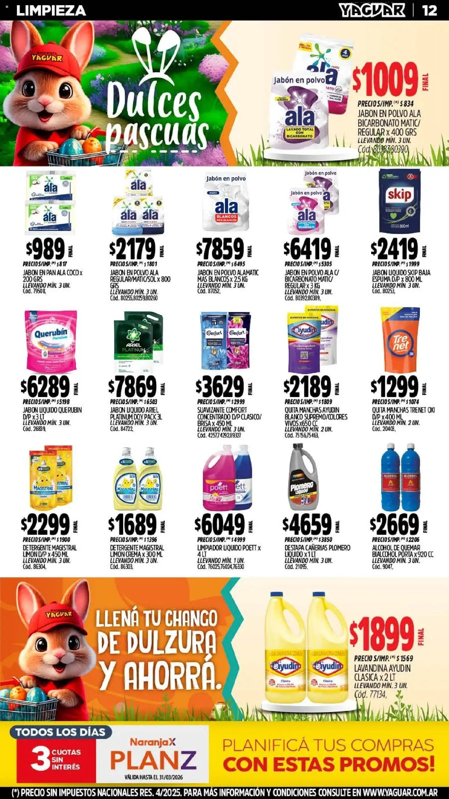Yaguar - Oferta Semanal Trelew │ válido desde el 23.03.2026 | Página: 12 | Productos: Polvo, Limón, Espuma, Crema