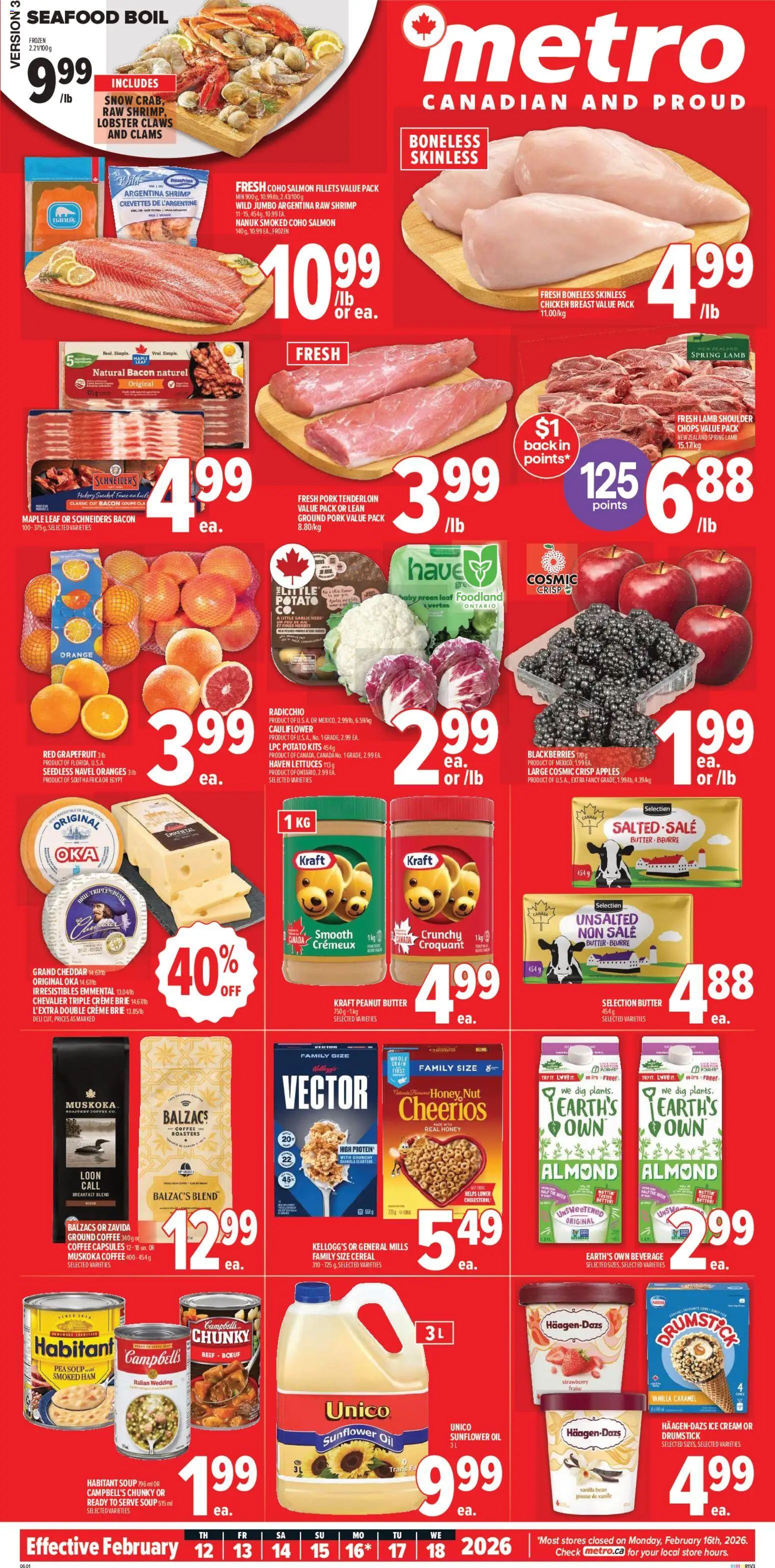 Metro flyer valid from 12.02.2026 | Page: 2 | Products: Cream, Oil, Ham, Apples