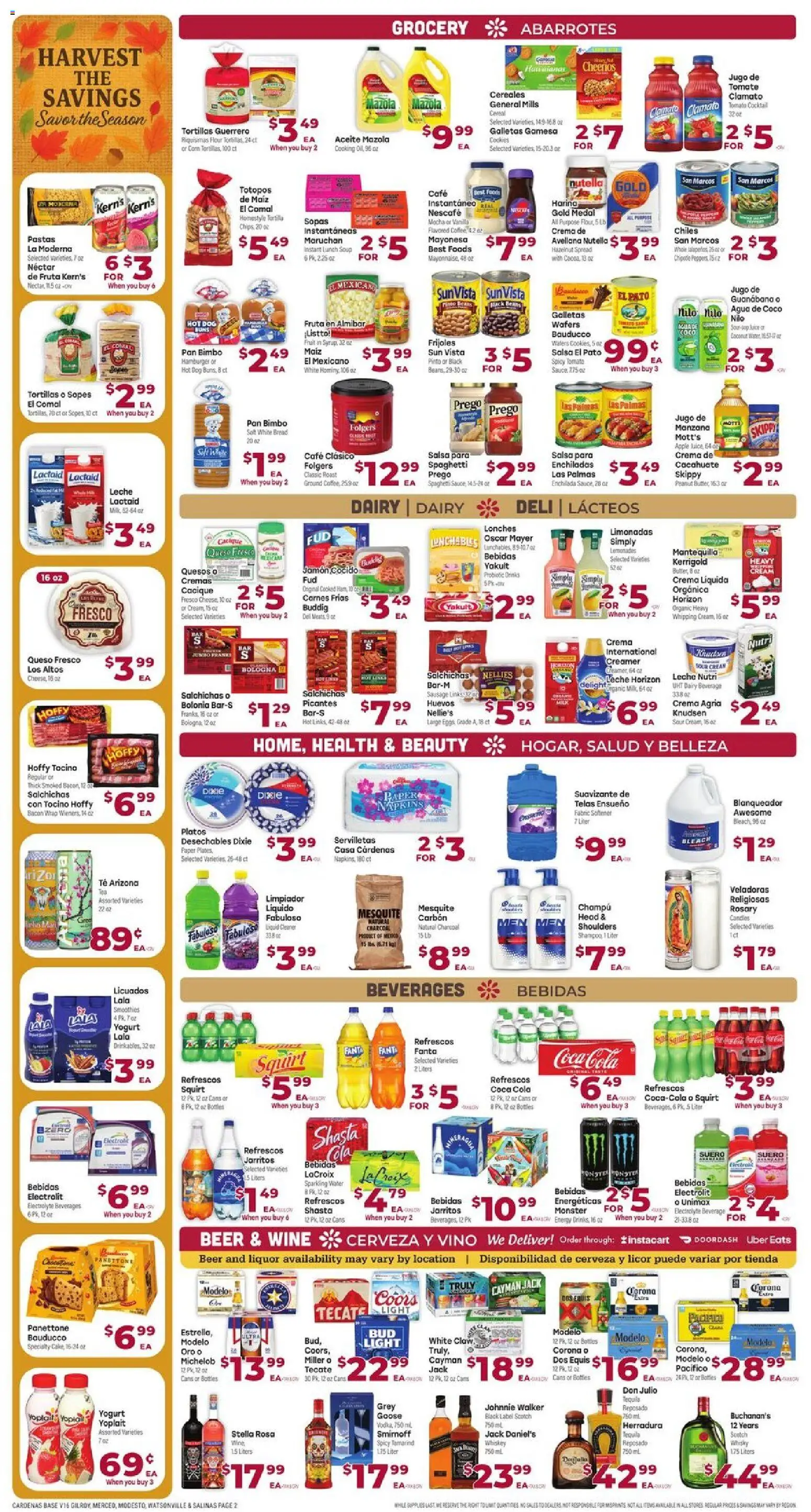 Cardenas Weekly Ad - CA - valid from 12.11.2025 | Page: 2 | Products: Yogurt, Beer, Water, Sausage