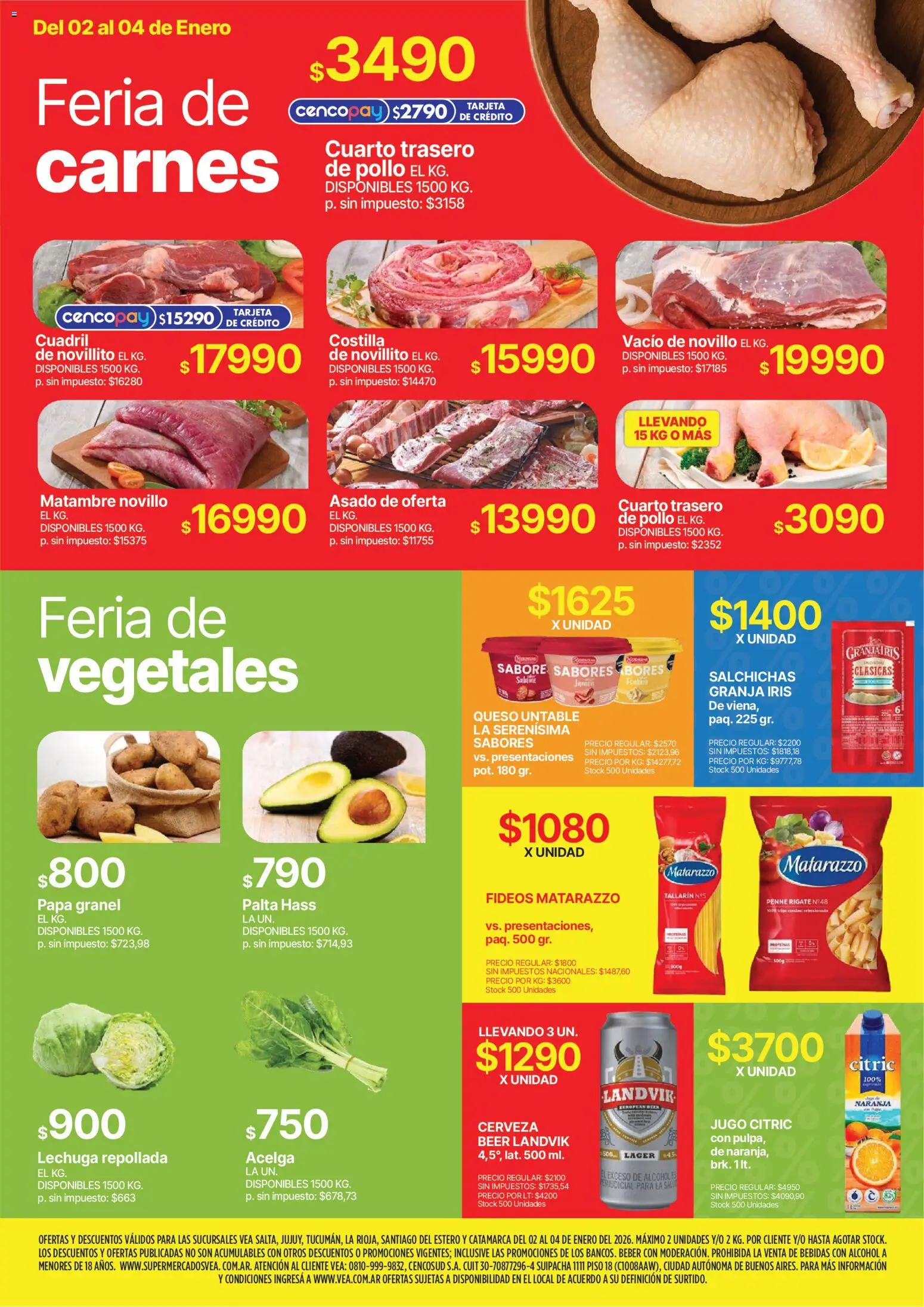 Vea - Oferta fin de semana │ válido desde el 02.01.2026 | Página: 3 | Productos: Pollo, Acelga, Papa, Jugo
