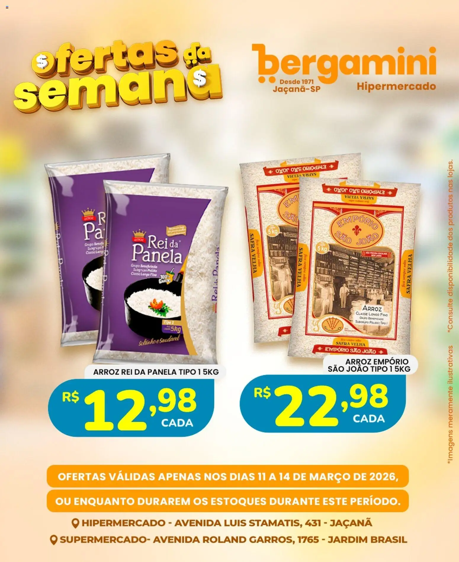 Supermercado Bergamini Folheto - válido de 11.03.2026 | Página: 1 | Produtos: Arroz rei da panela, Panela, Arroz