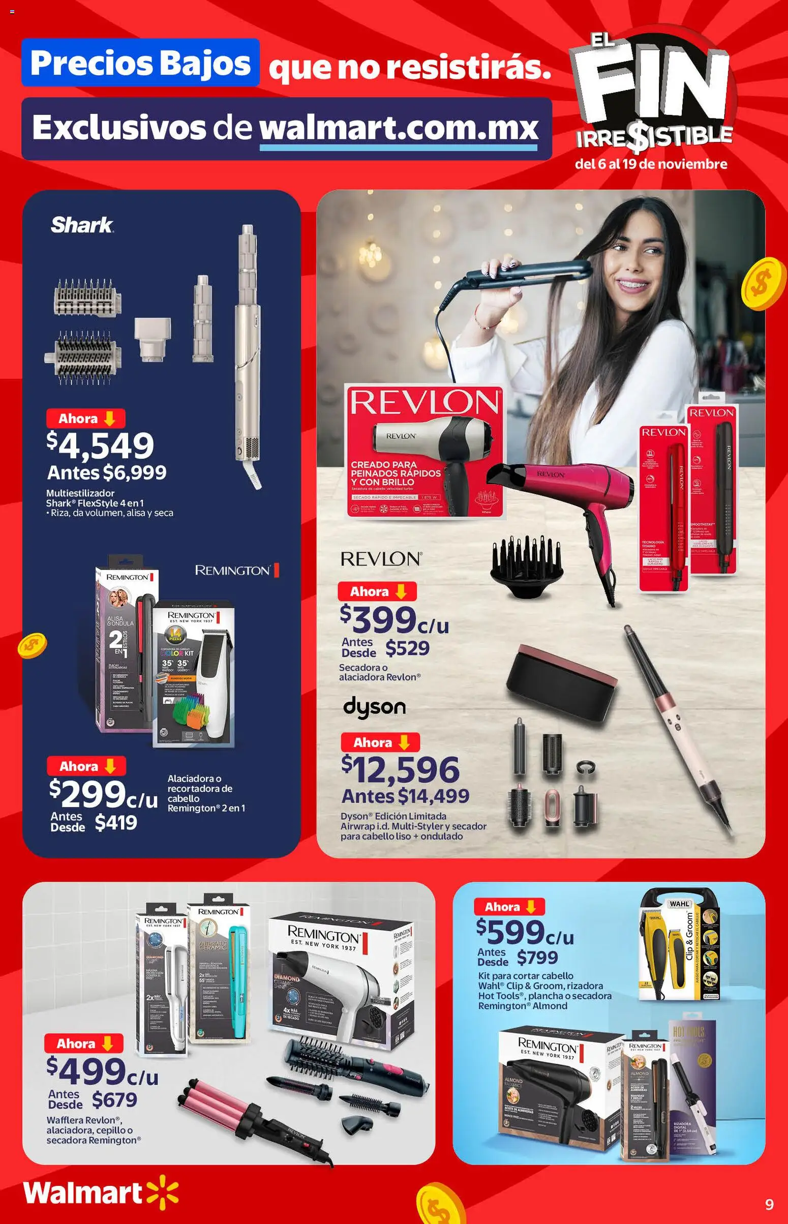 Nuevas ofertas de Walmart válidas en toda la República Mexicana desde el 06.11.2025. ¡Encuentra las mejores ofertas en Walmart catálogo Buen Fin! | Página: 9 | Productos: Secadora, Cepillo, Brillo, Radio