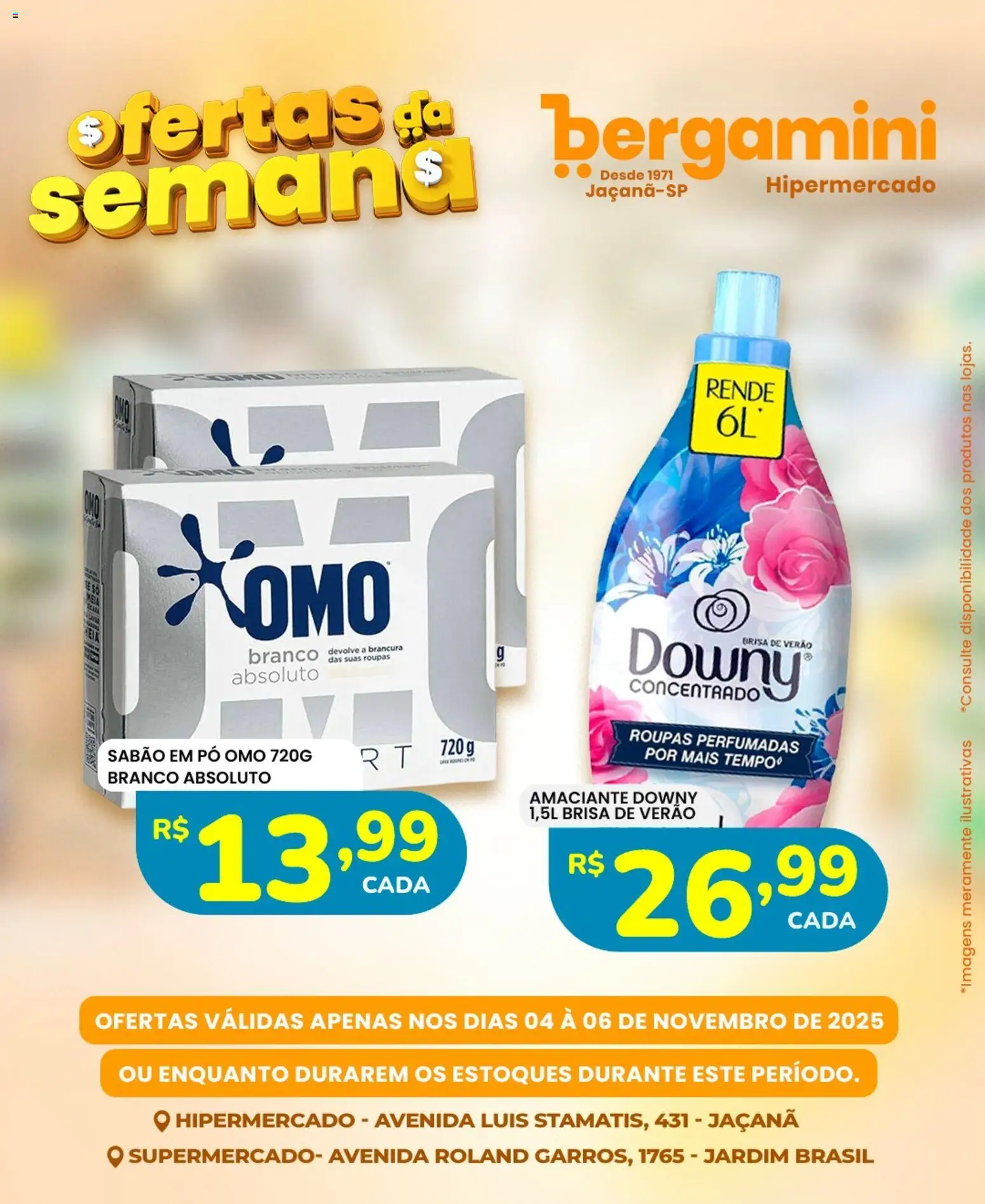 Supermercado Bergamini Folheto - válido de 04.11.2025 | Página: 9 | Produtos: Pó, Sabão em pó, Roupas, Amaciante