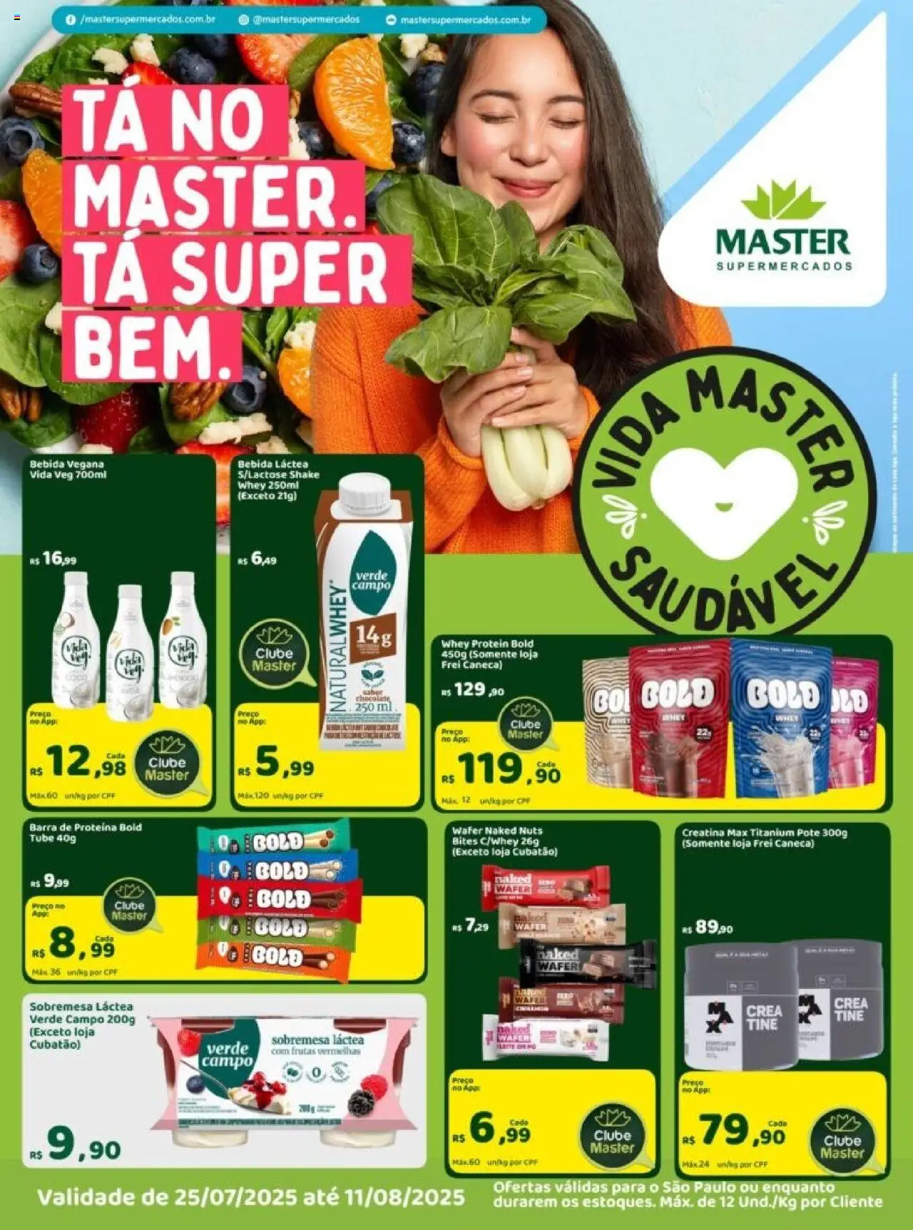 Master Folheto - válido de 25.07.2025 | Página: 1 | Produtos: Caneca, Chocolate, Bebida, Barra de proteína