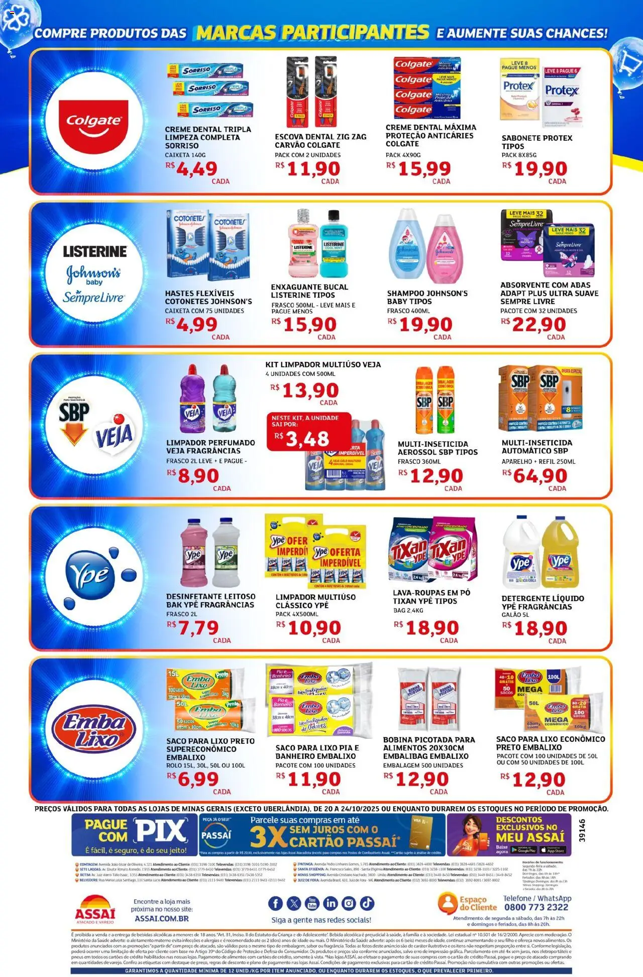 Assaí Atacadista Folheto - válido de 20.10.2025 | Página: 6 | Produtos: Escova, Enxaguante bucal, Pia, Creme dental