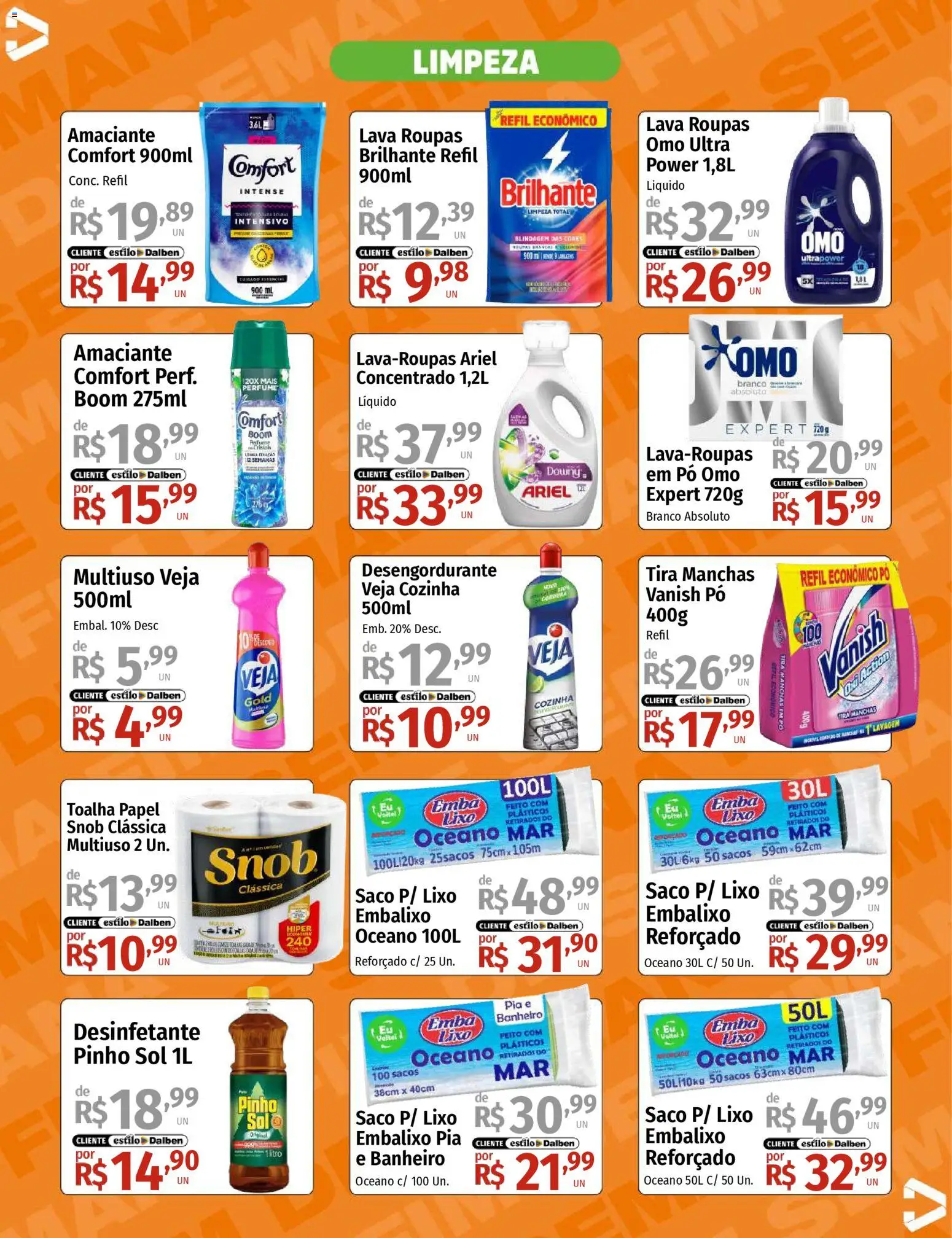 Supermercado Dalben Folheto - válido de 07.11.2025 | Página: 12 | Produtos: Ariel, Roupas, Amaciante, Desinfetante