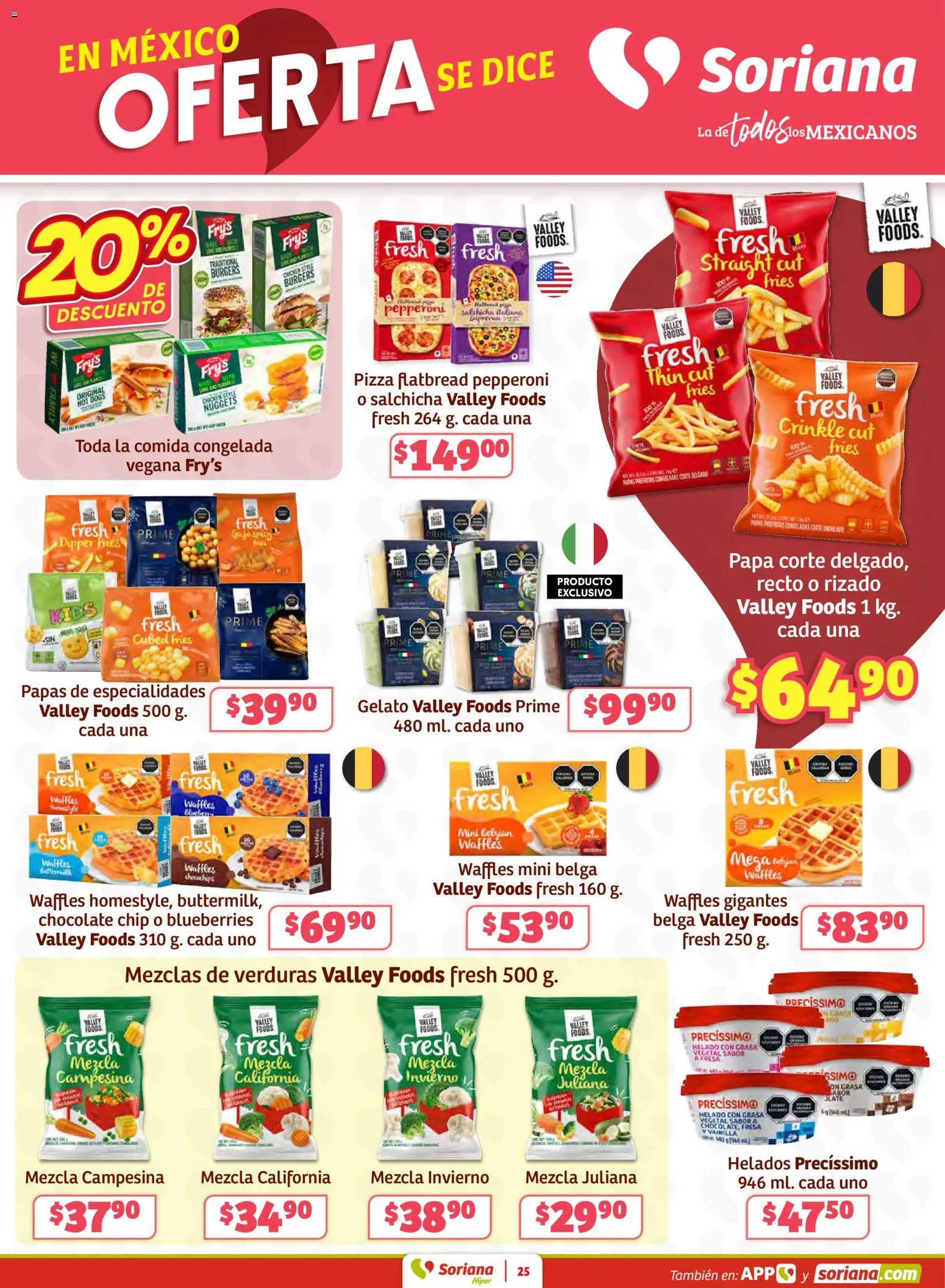 Nuevas ofertas de Soriana válidas en toda la República Mexicana desde el 27.02.2026. ¡Encuentra las mejores ofertas en Soriana Preciazazaso Híper: Coah, Tamaulipas! | Página: 25 | Productos: Papa, Salchicha, Pizza, Helado