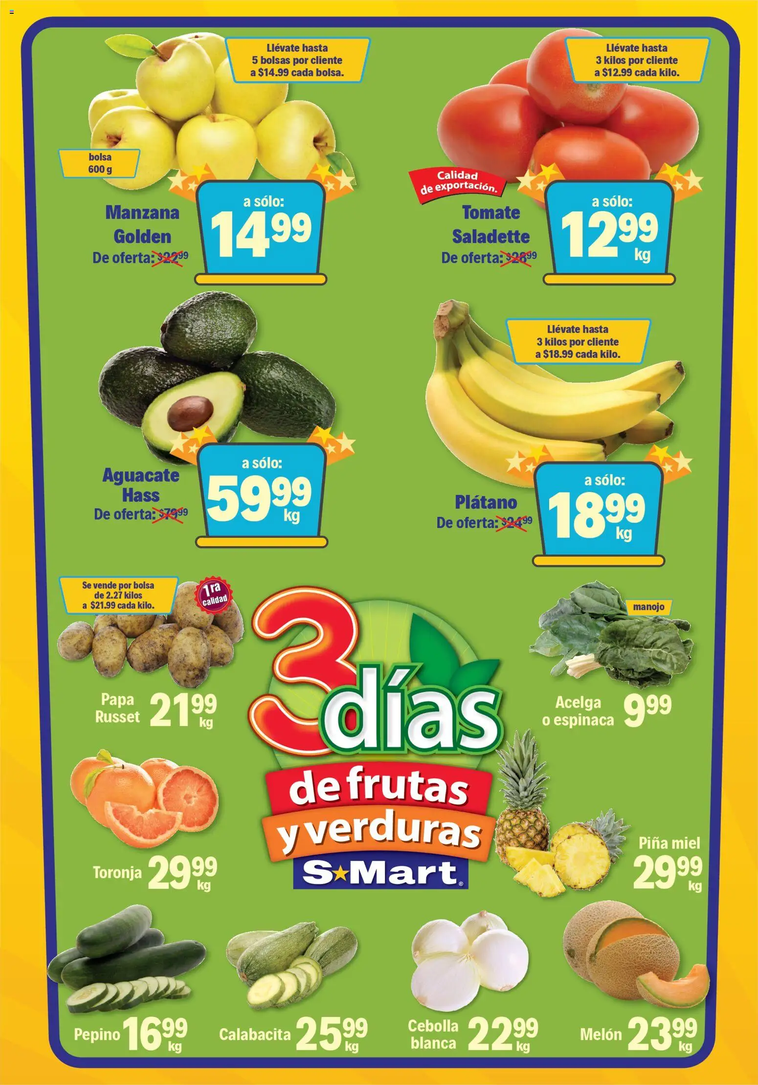Nuevas ofertas de S-Mart válidas en toda la República Mexicana desde el 21.10.2025. ¡Encuentra las mejores ofertas en S-Mart folleto Monterrey! | Página: 1 | Productos: Cebolla, Bolsa, Manzana, Piña