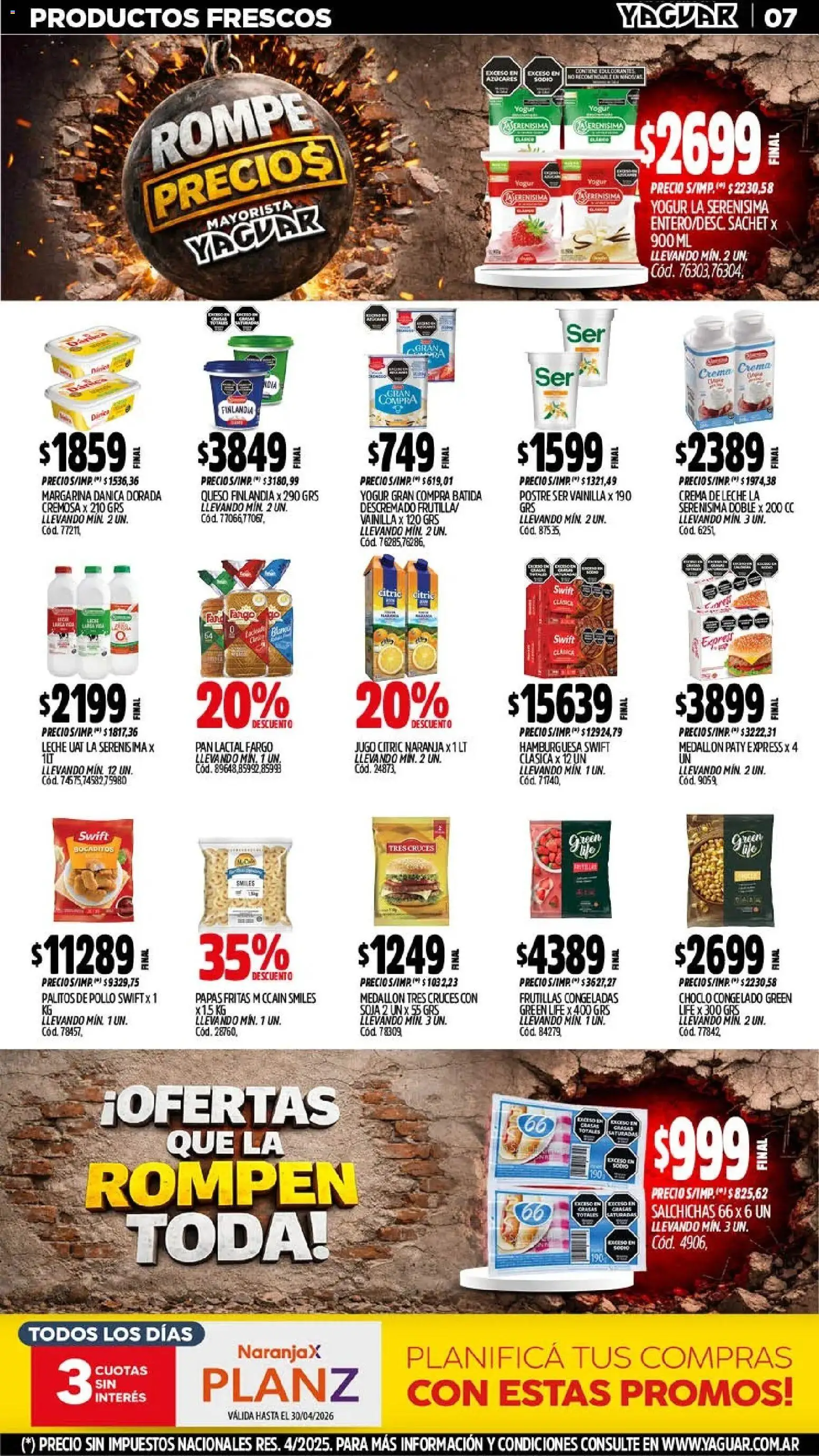 Yaguar - Oferta Semanal General Roca │ válido desde el 13.04.2026 | Página: 8 | Productos: Pollo, Pan, Jugo, Margarina