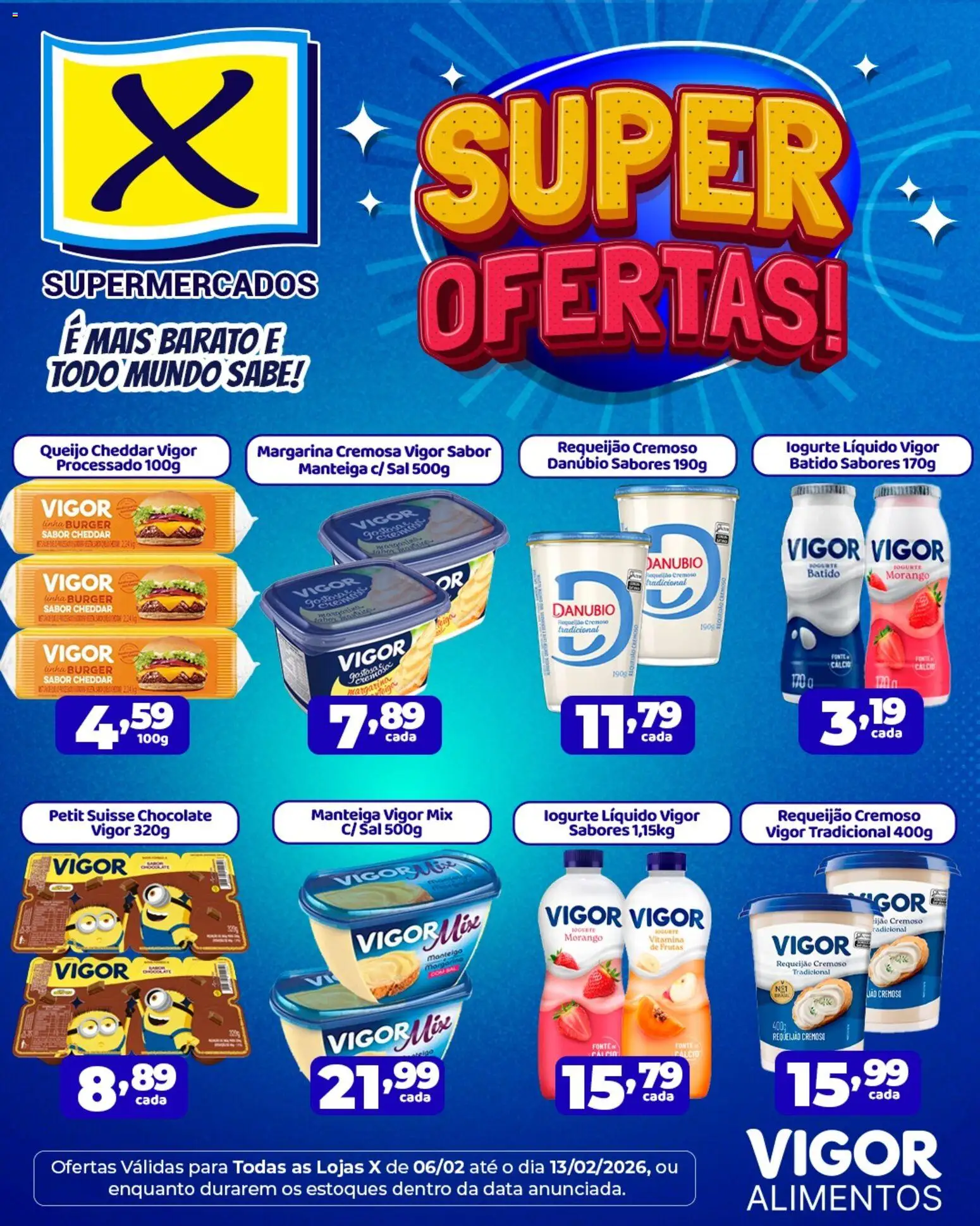 X Supermercados Folheto - válido de 06.02.2026 | Página: 1 | Produtos: Queijo, Chocolate, Cálcio, Sal