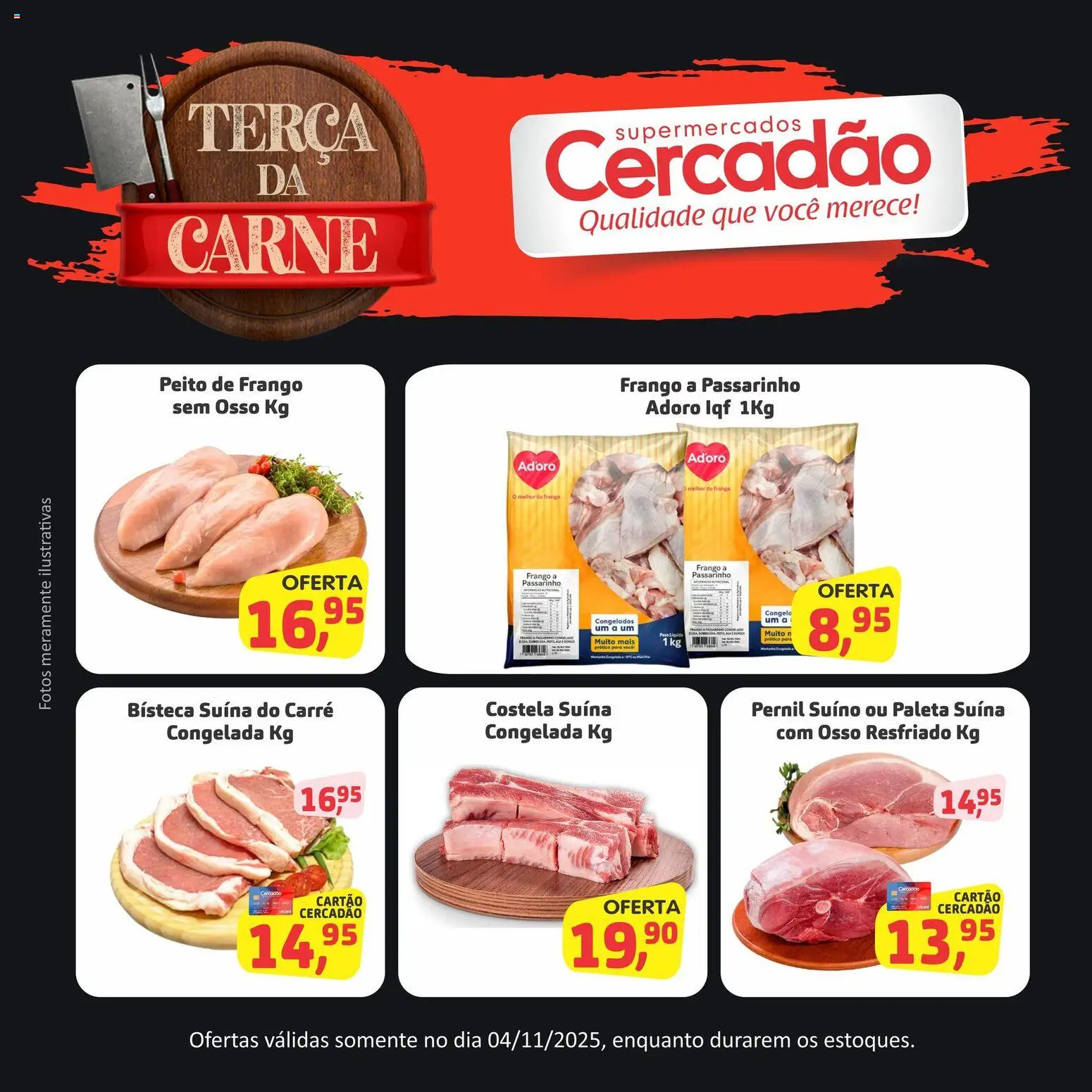 Cercadão Folheto - válido de 04.11.2025 | Página: 3 | Produtos: Pernil, Carne, Frango, Peito de frango