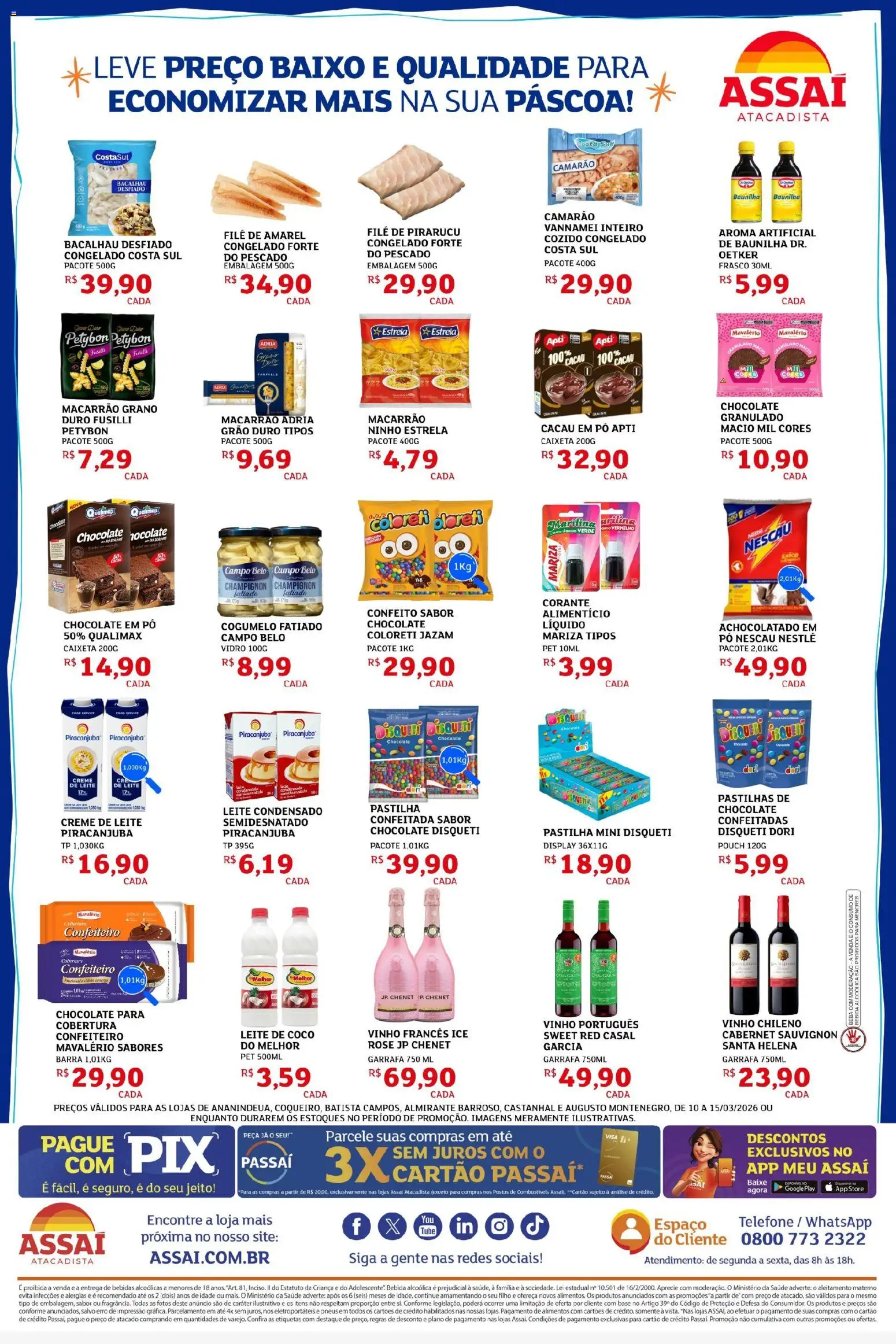 Assaí Atacadista Folheto - válido de 10.03.2026 | Página: 2 | Produtos: Achocolatado, Camarão, Vinho, Champignon