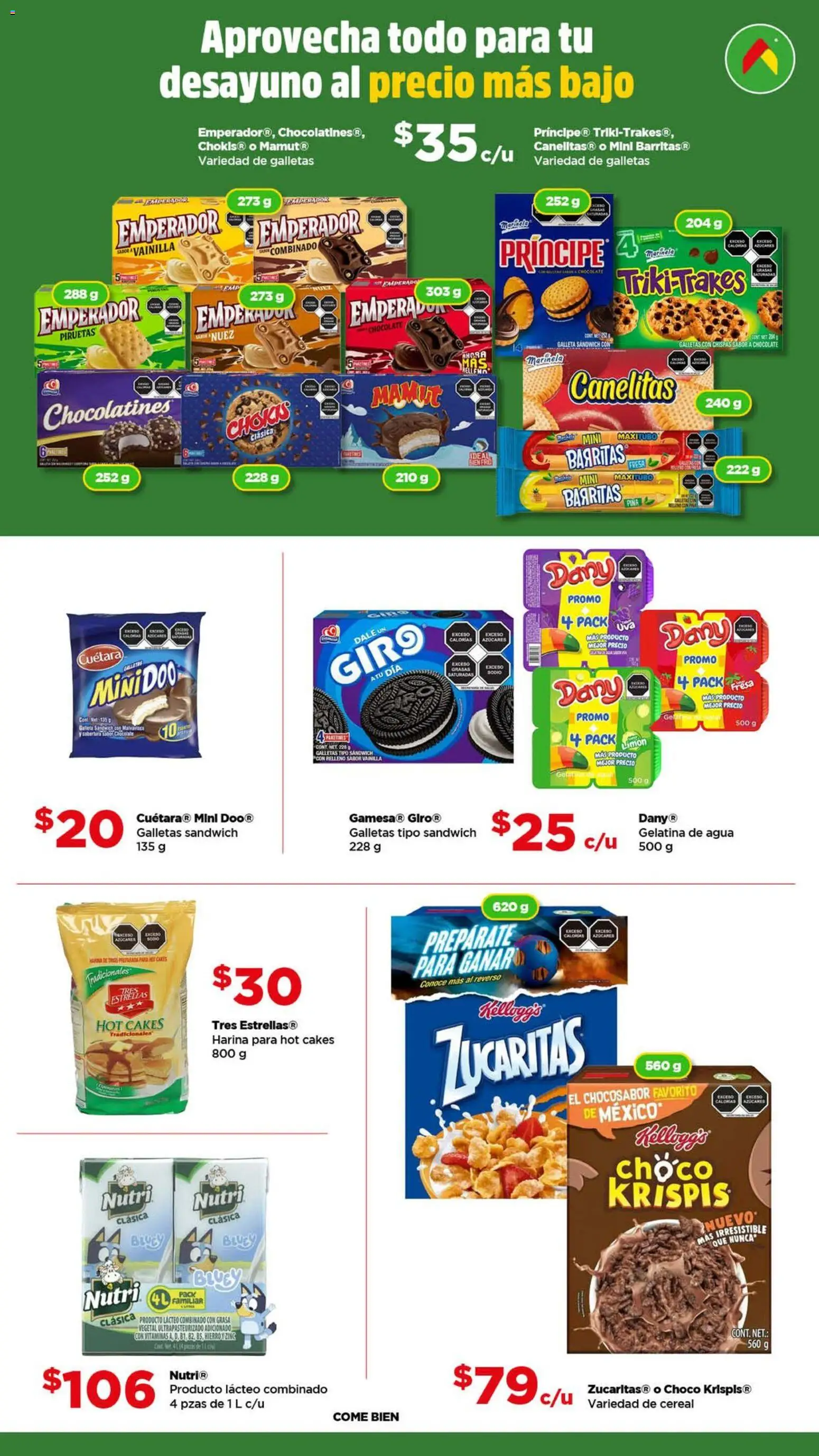 Nuevas ofertas de Bodega Aurrerá válidas en toda la República Mexicana desde el 22.04.2026. ¡Encuentra las mejores ofertas en Bodega Aurrerá folleto Aprovecha todo para tu desayuno! | Página: 1 | Productos: Harina, Agua, Chocolate, Vitaminas