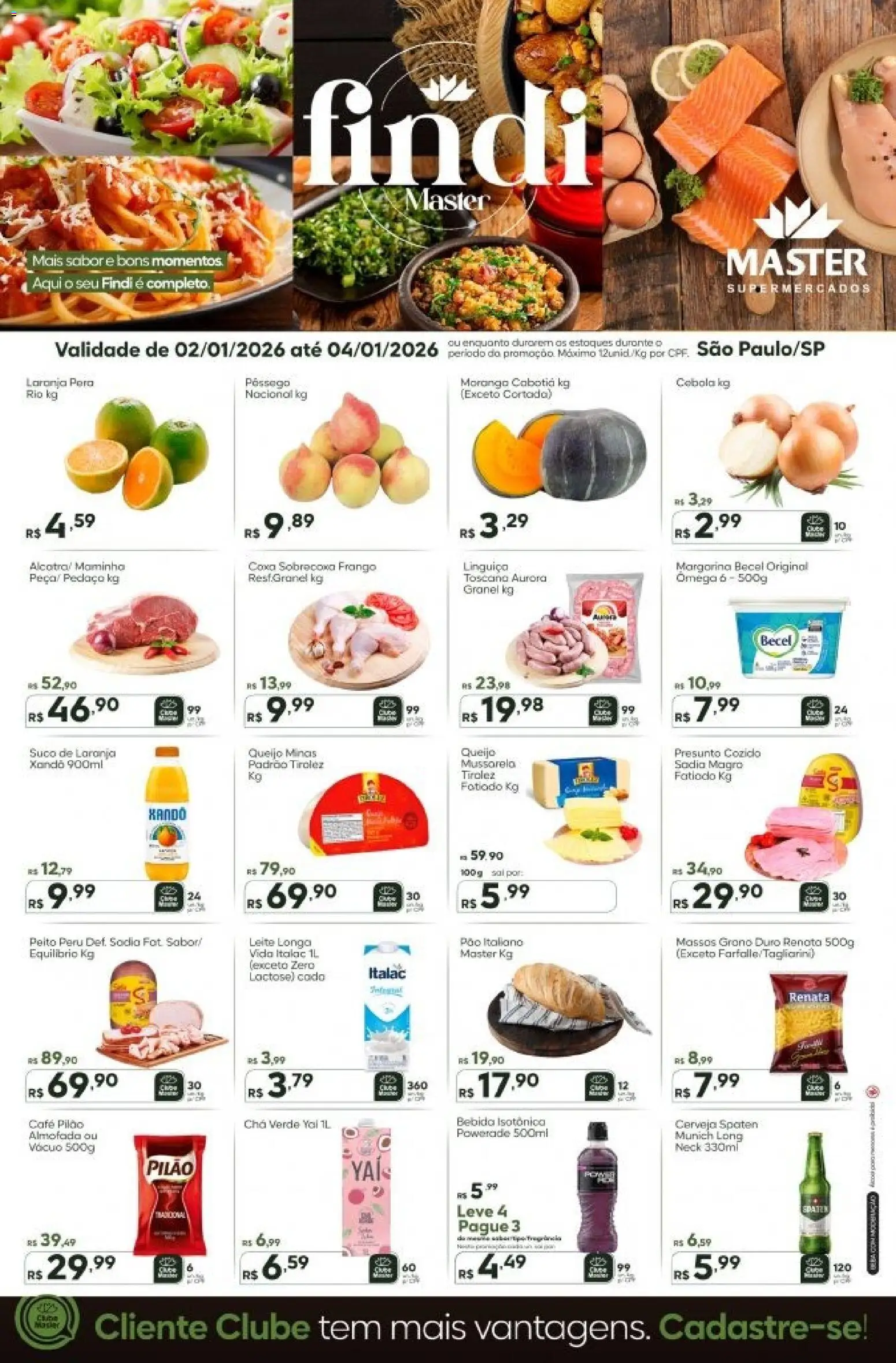 Master Folheto - válido de 02.01.2026 | Página: 1 | Produtos: Almofada, Linguiça, Pão, Chá