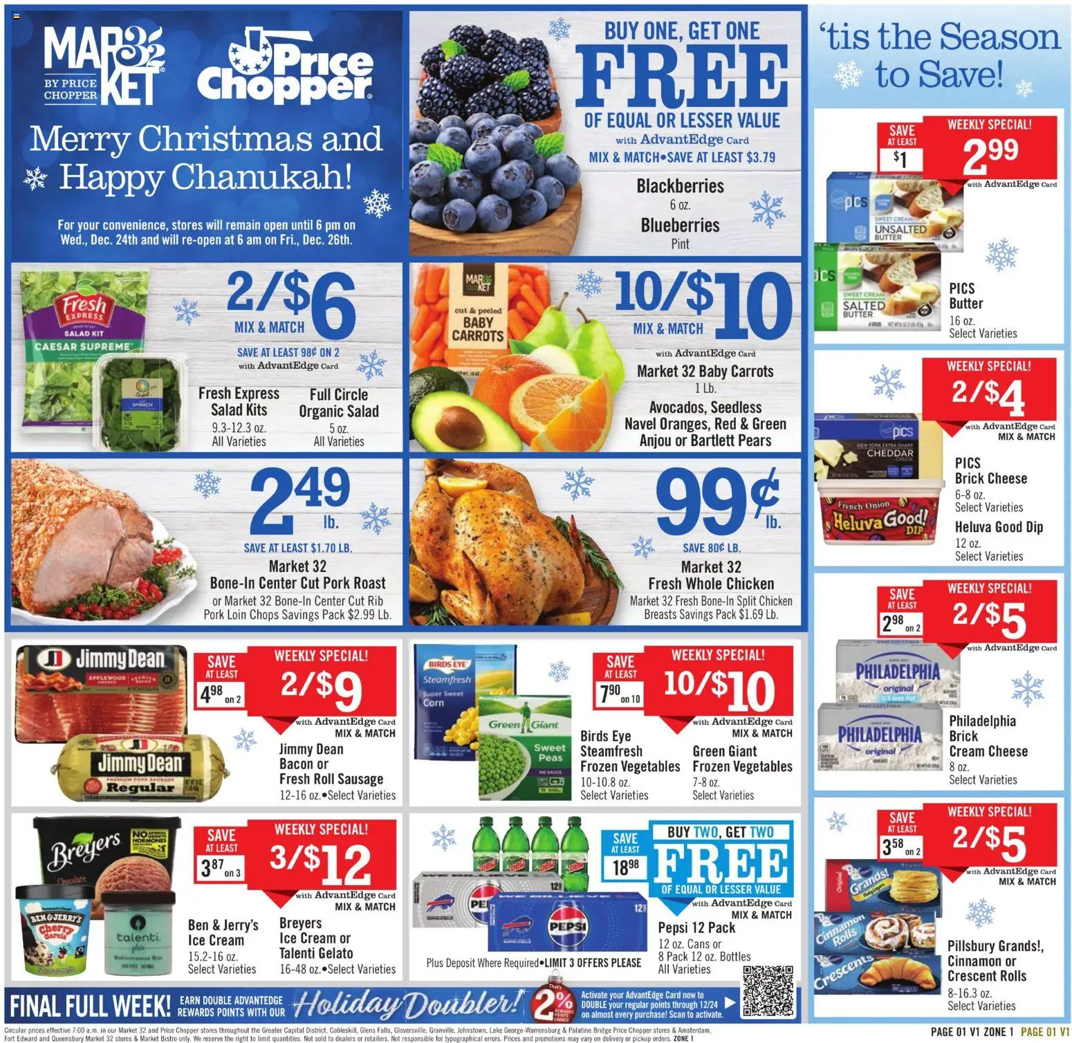 Price Chopper Weekly Ad - valid from 13.12.2025 | Page: 1 | Products: Chocolate, Salad, Blueberries, Onion