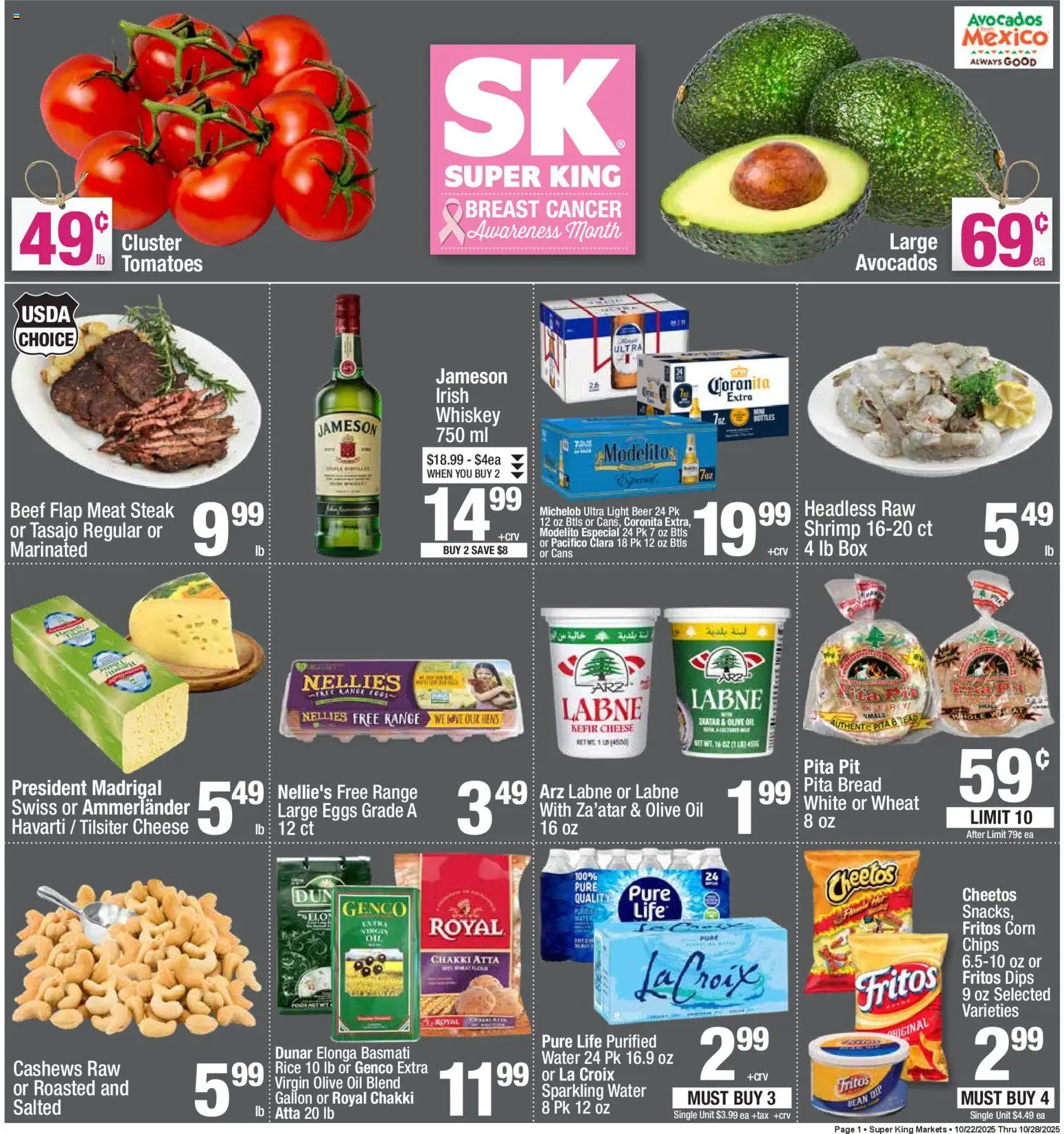 Super King - Weekly Ad - valid from 22.10.2025 | Page: 1 | Products: Cheese, Beer, Whiskey, Water