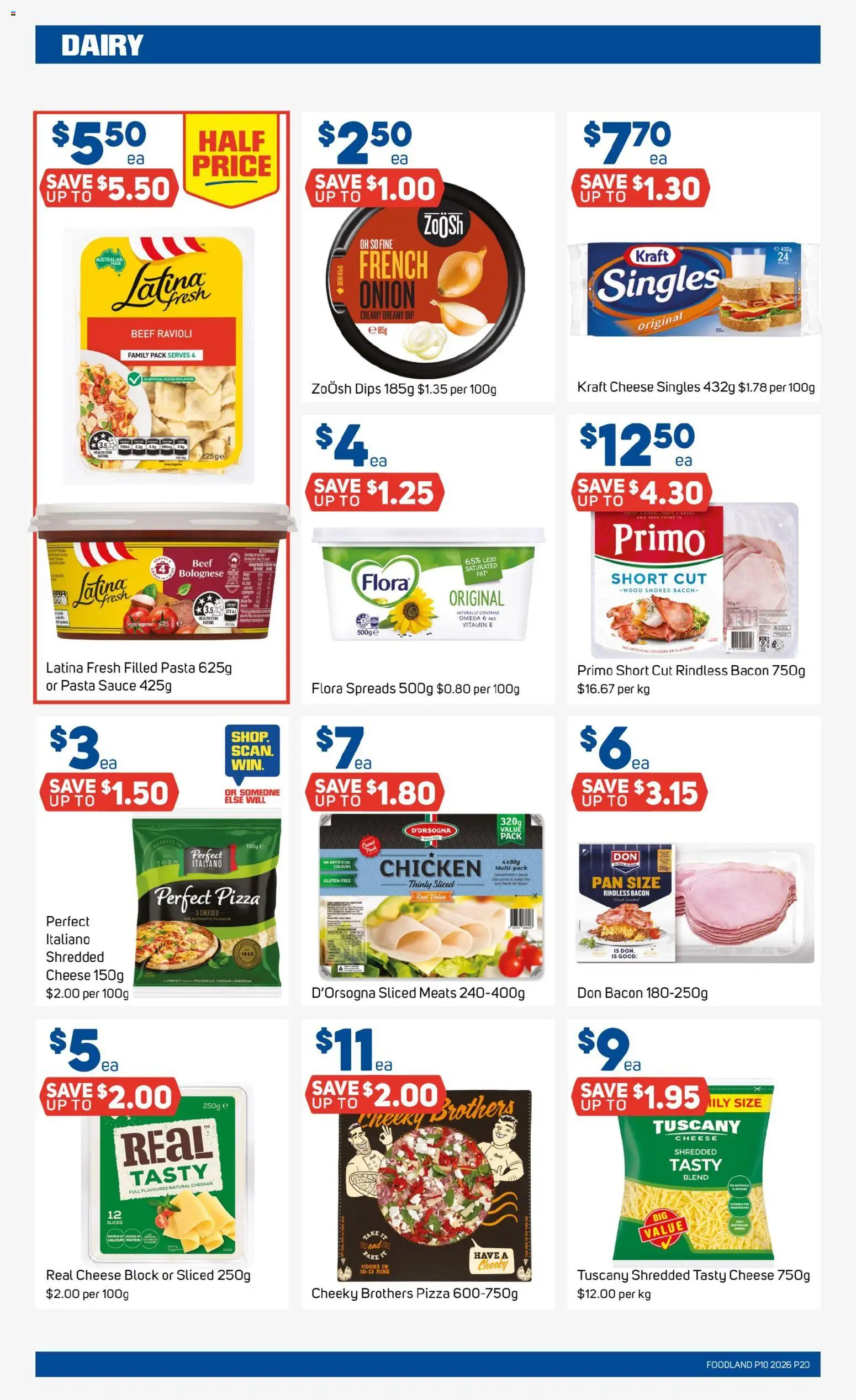 Foodland catalogue - valid from 04.03.2026 | Page: 20 | Products: Bacon, Dairy, Pizza, Wood