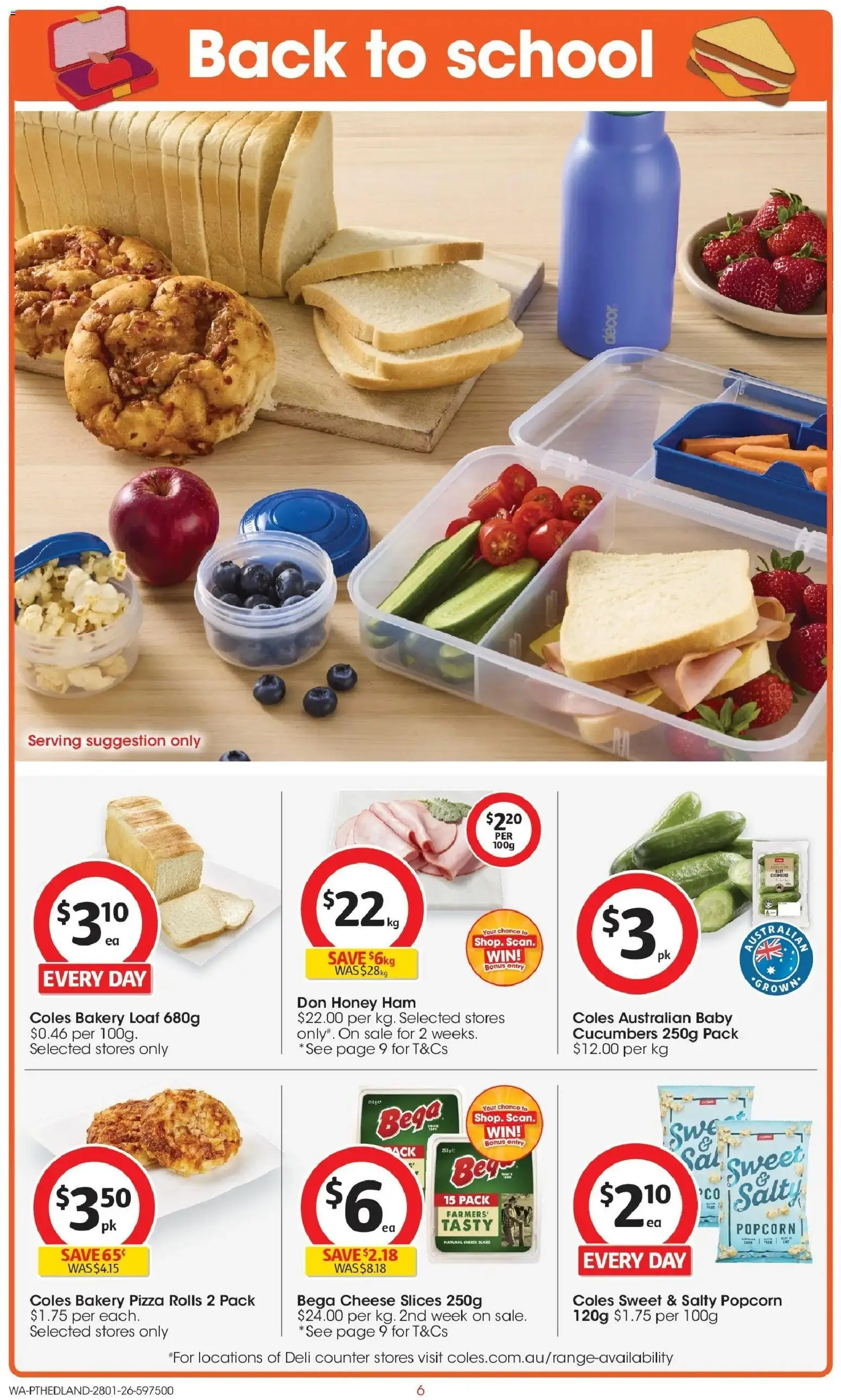Coles catalogue - valid from 28.01.2026 | Page: 6 | Products: Ham, Pizza, Honey, Popcorn