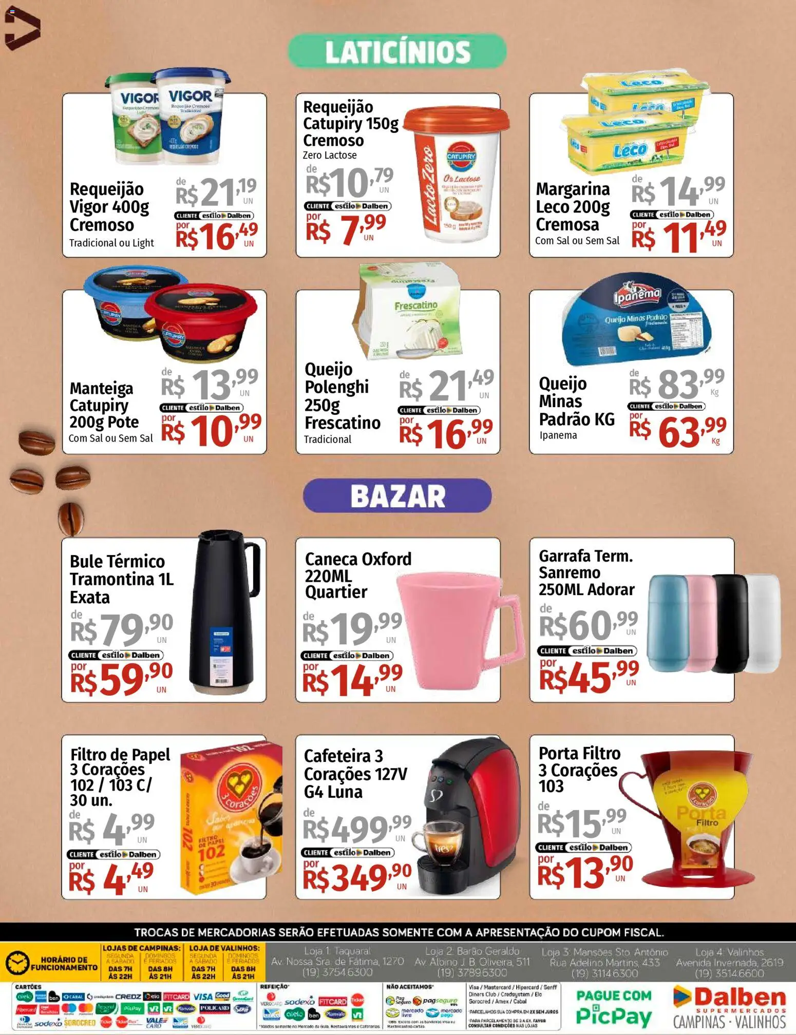 Supermercado Dalben Folheto - válido de 17.04.2026 | Página: 4 | Produtos: Filtro de papel, Cafeteira, Queijo, Catupiry