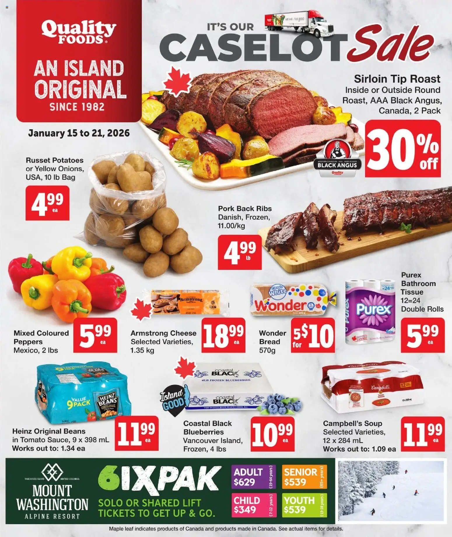 Quality Foods flyer valid from 15.01.2026 | Page: 1 | Products: Bag, Cheese, Bread, Pork