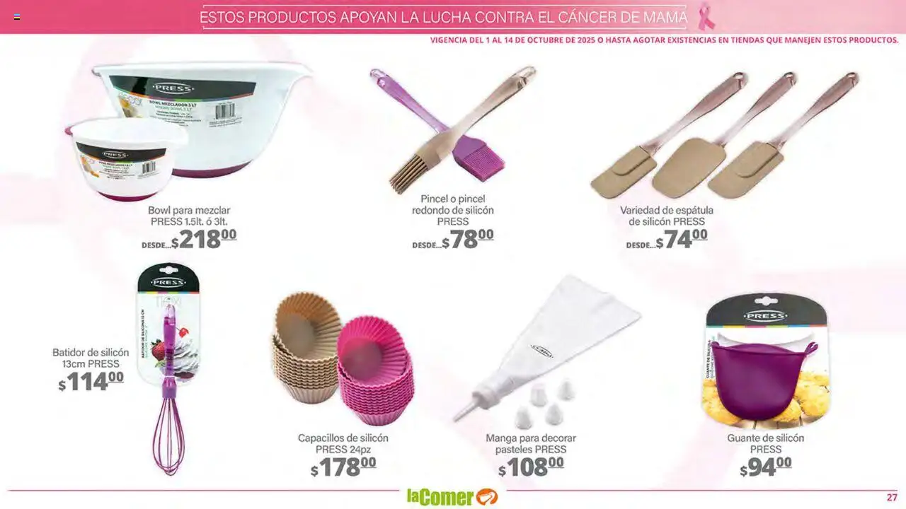 Nuevas ofertas de La Comer válidas en toda la República Mexicana desde el 01.10.2025. ¡Encuentra las mejores ofertas en La Comer - Folleto! | Página: 27 | Productos: Pincel, Manga, Mezclador, Bowl