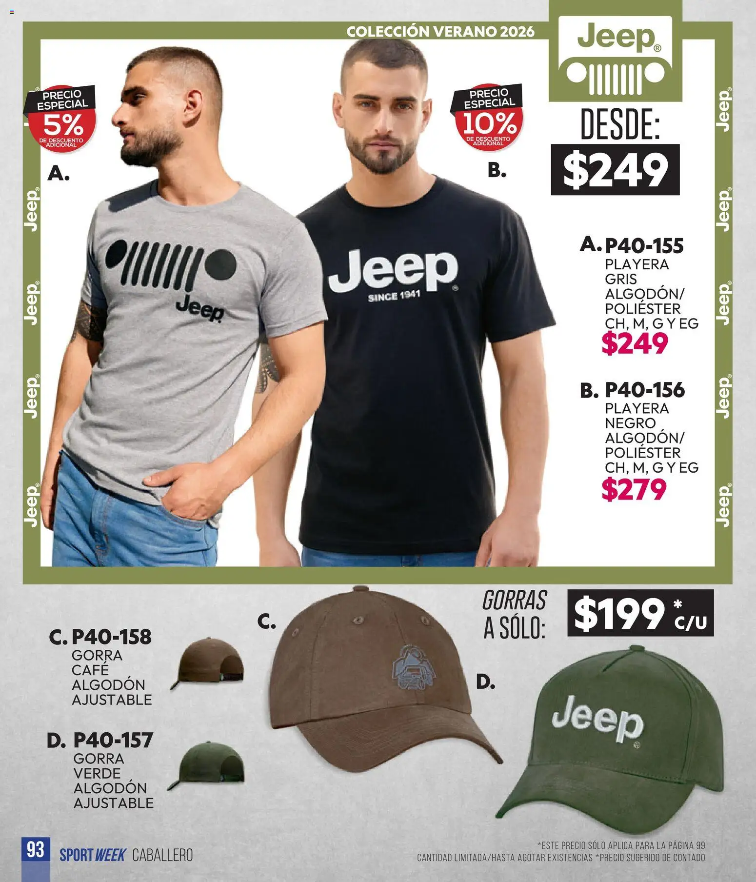 Nuevas ofertas de Cklass válidas en toda la República Mexicana desde el 28.04.2026. ¡Encuentra las mejores ofertas en Cklass catálogo Sportweek! | Página: 208 | Productos: Gorra, Café, Algodón, Playera