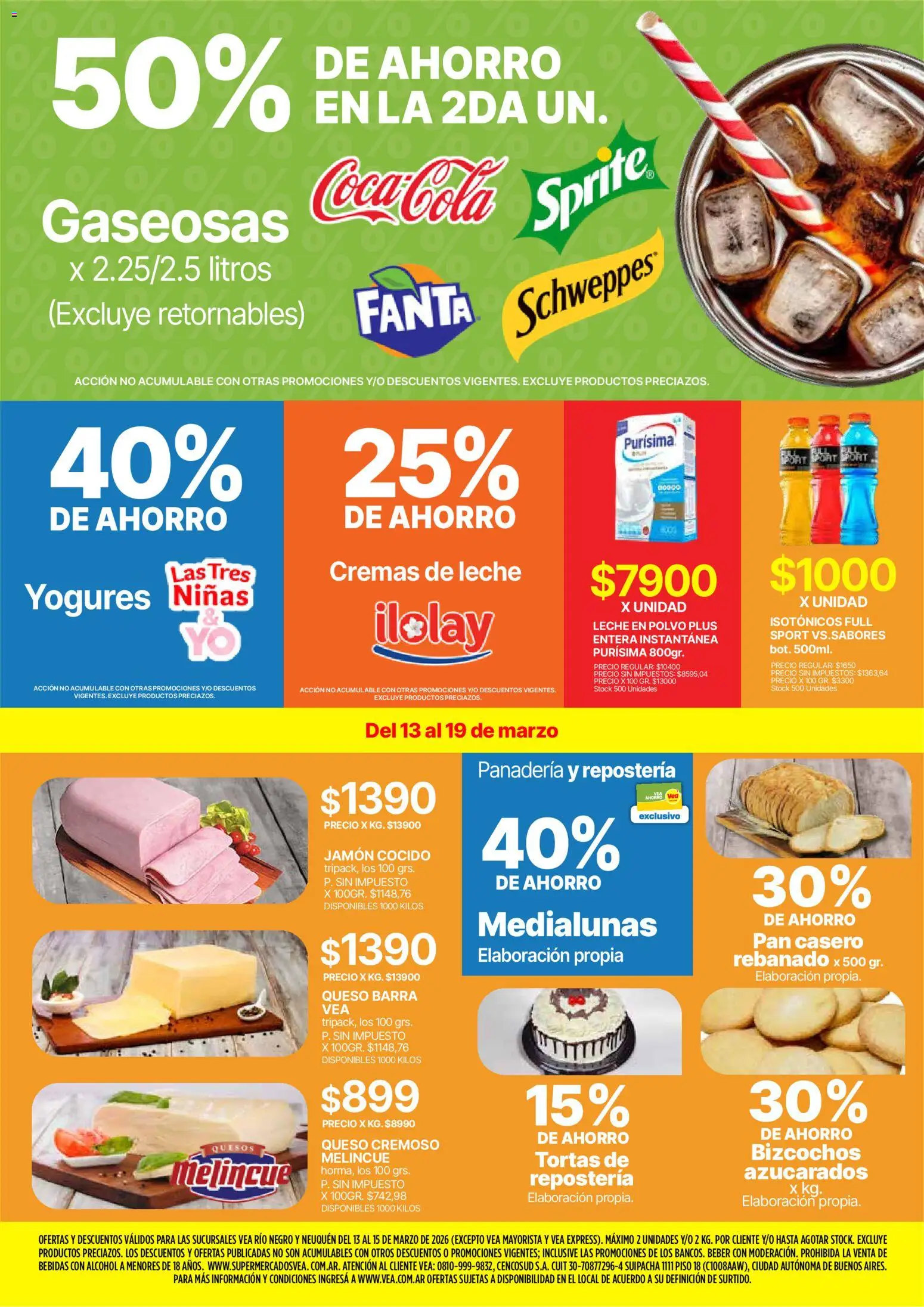 Vea - Ofertas fds Patagonia │ válido desde el 13.03.2026 | Página: 2 | Productos: Panadería, Polvo, Queso, Jamón