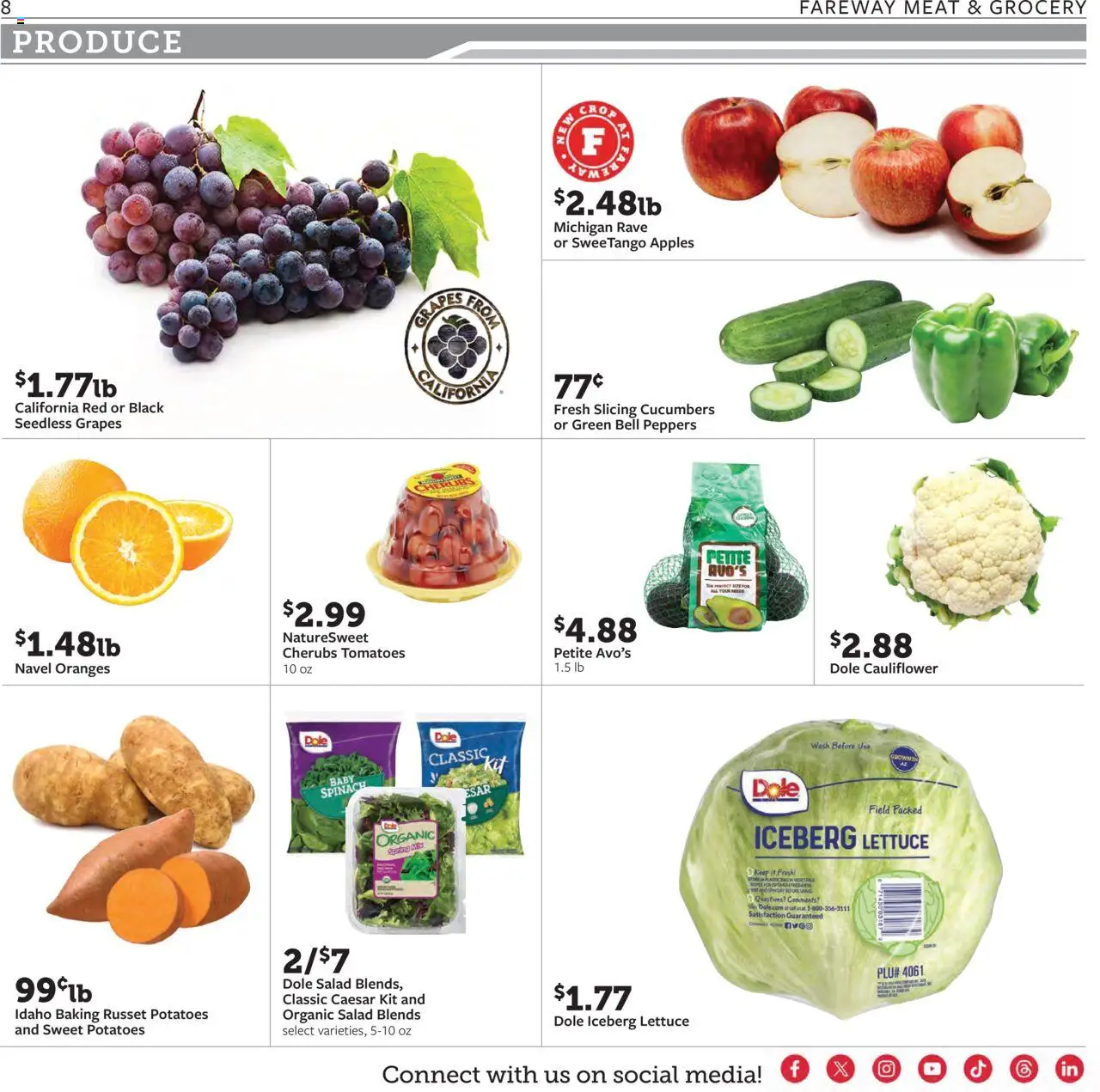 Fareway Weekly Ad - valid from 13.10.2025 | Page: 8 | Products: Lettuce, Spinach, Apples, Potatoes