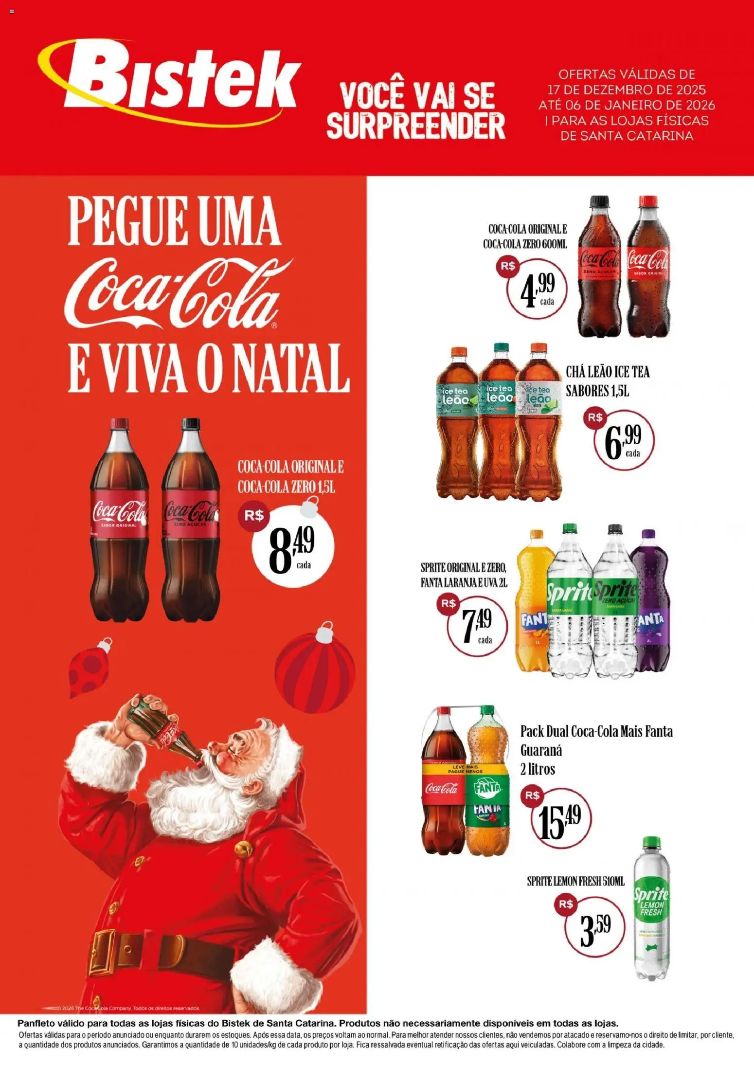 Bistek Supermercados Folheto - válido de 17.12.2025 | Página: 1 | Produtos: Fanta, Ice tea, Cola, Açúcar