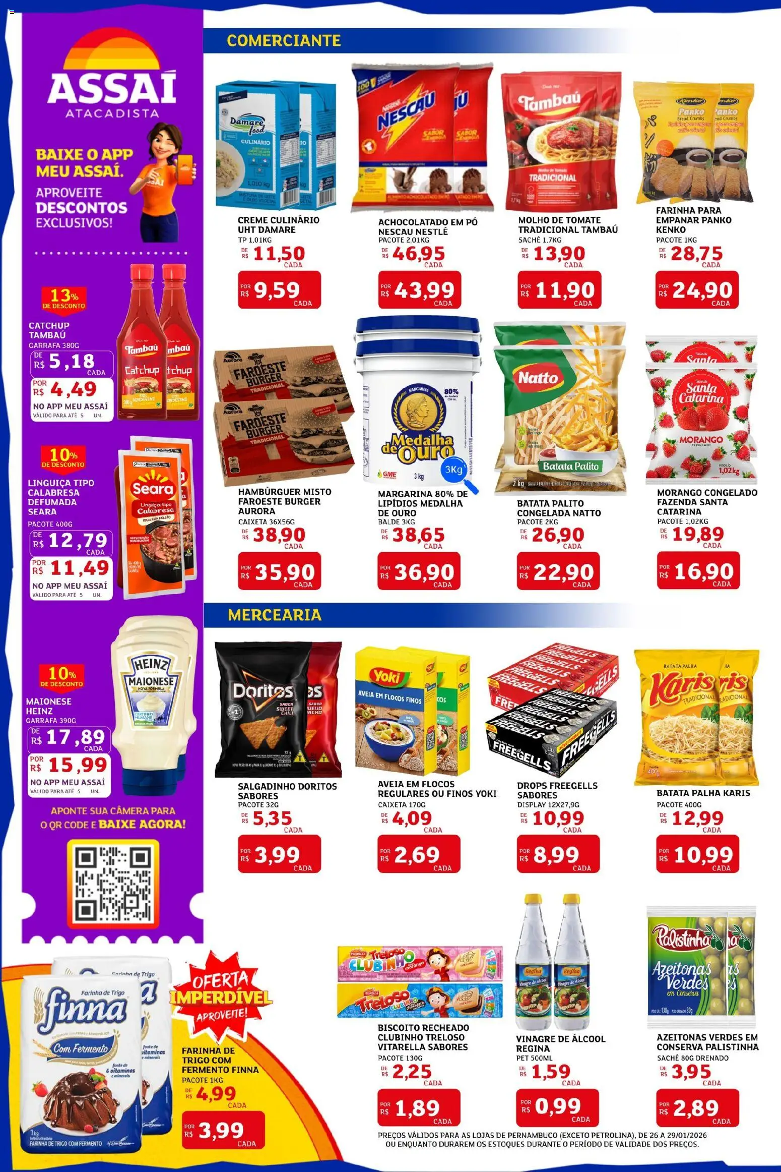 Assaí Atacadista Folheto - válido de 26.01.2026 | Página: 2 | Produtos: Azeitonas, Farinha de trigo, Linguiça, Biscoito recheado