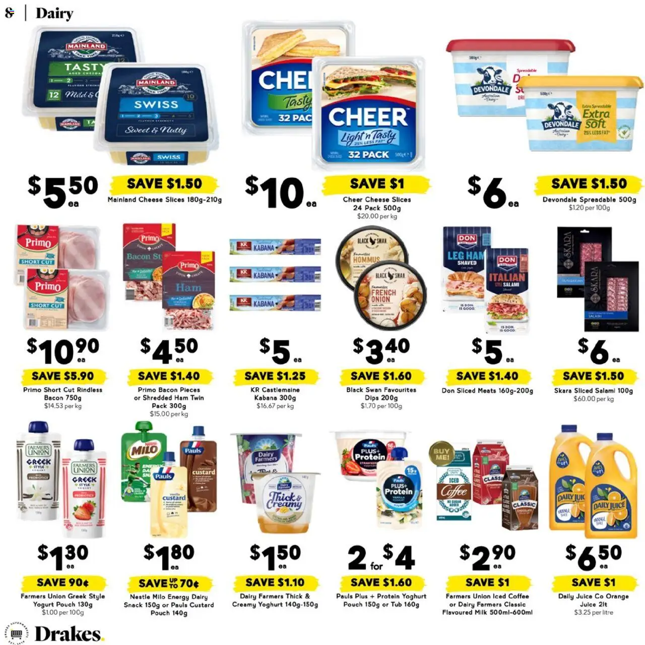Drakes catalogue - valid from 18.06.2025 | Page: 8 | Products: Light, Milk, Cheese, Ham