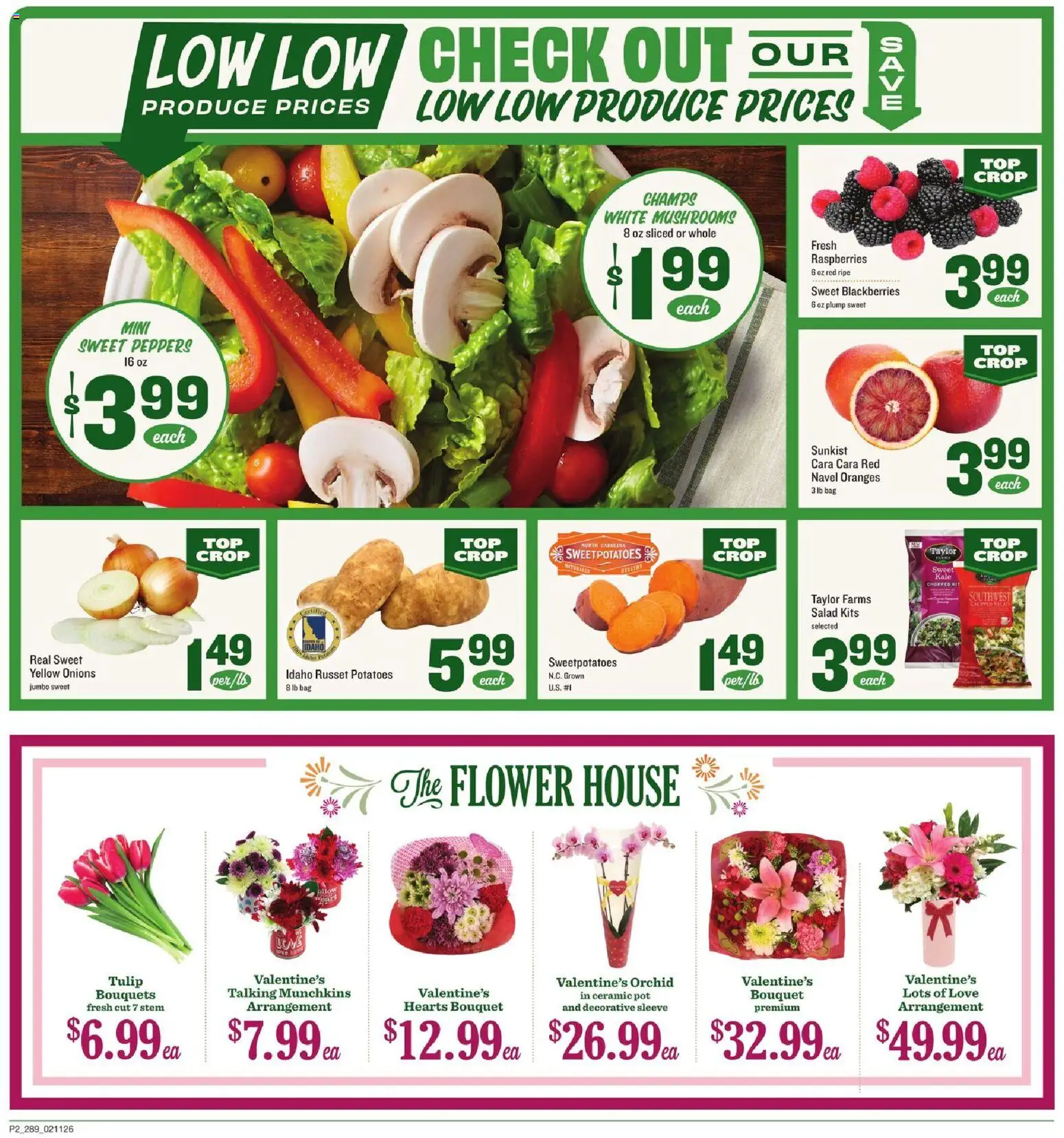 Lowes Foods Weekly Ad - GA - valid from 11.02.2026 | Page: 2 | Products: Mushrooms, Salad, Potatoes, Bag