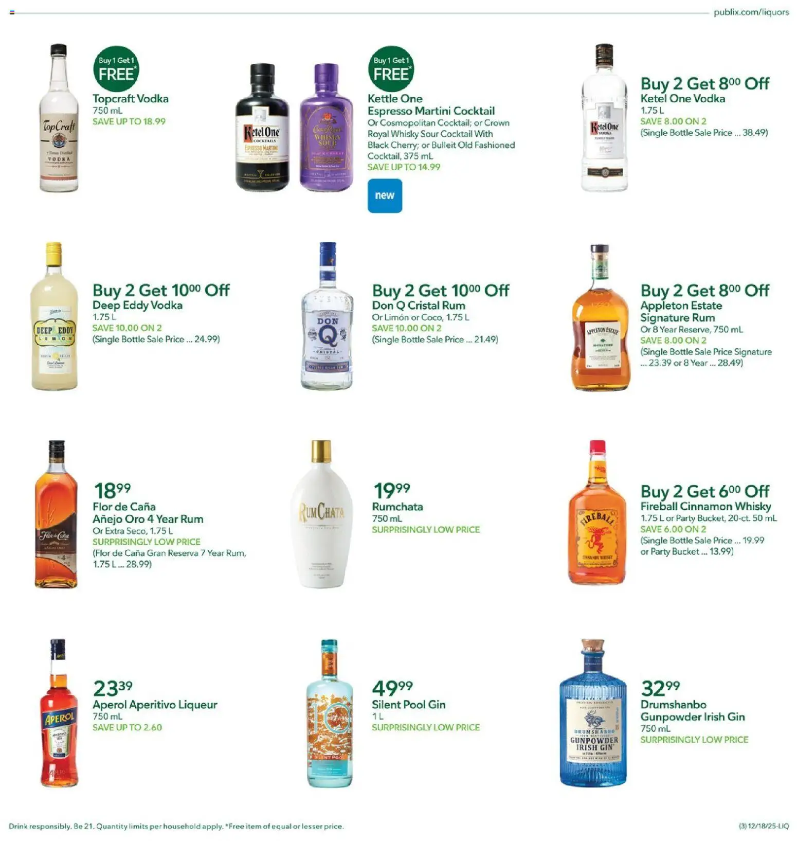 Publix Liquor - valid from 18.12.2025 | Page: 3 | Products: Gin, Vodka, Kettle