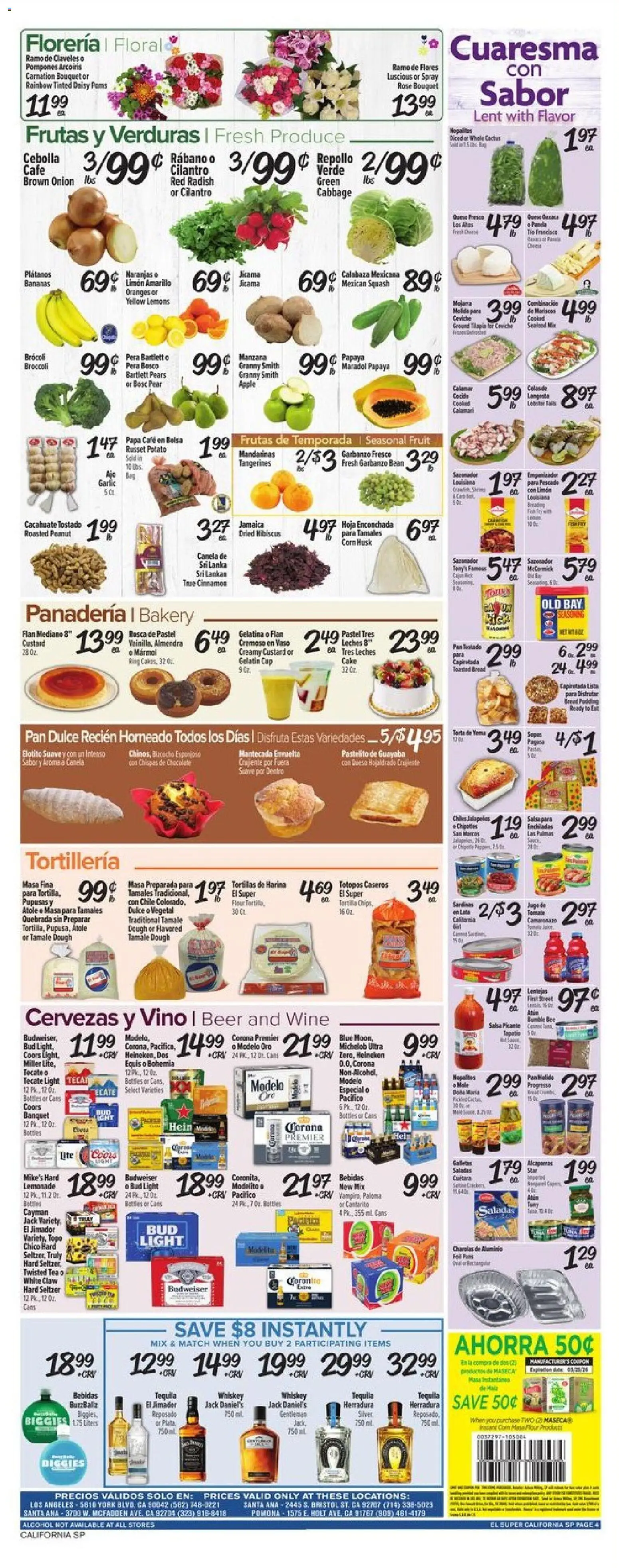 El Super Weekly Ad - CA - valid from 18.03.2026 | Page: 4 | Products: Pan, Tea, Whiskey, Pear