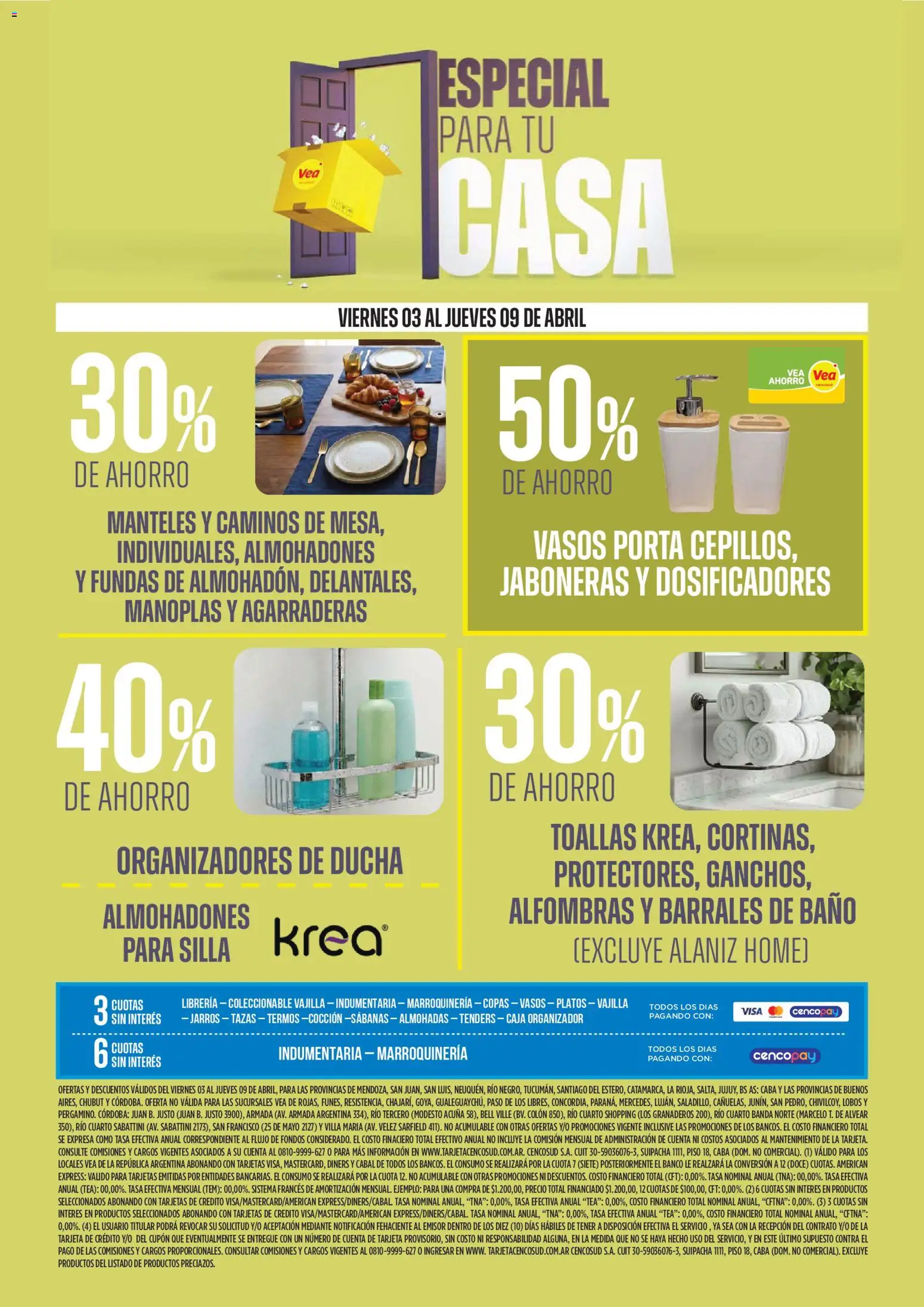 Vea - Ofertas especial para tu casa │ válido desde el 03.04.2026 | Página: 13 | Productos: Organizador, Sabanas, Ducha, Vasos