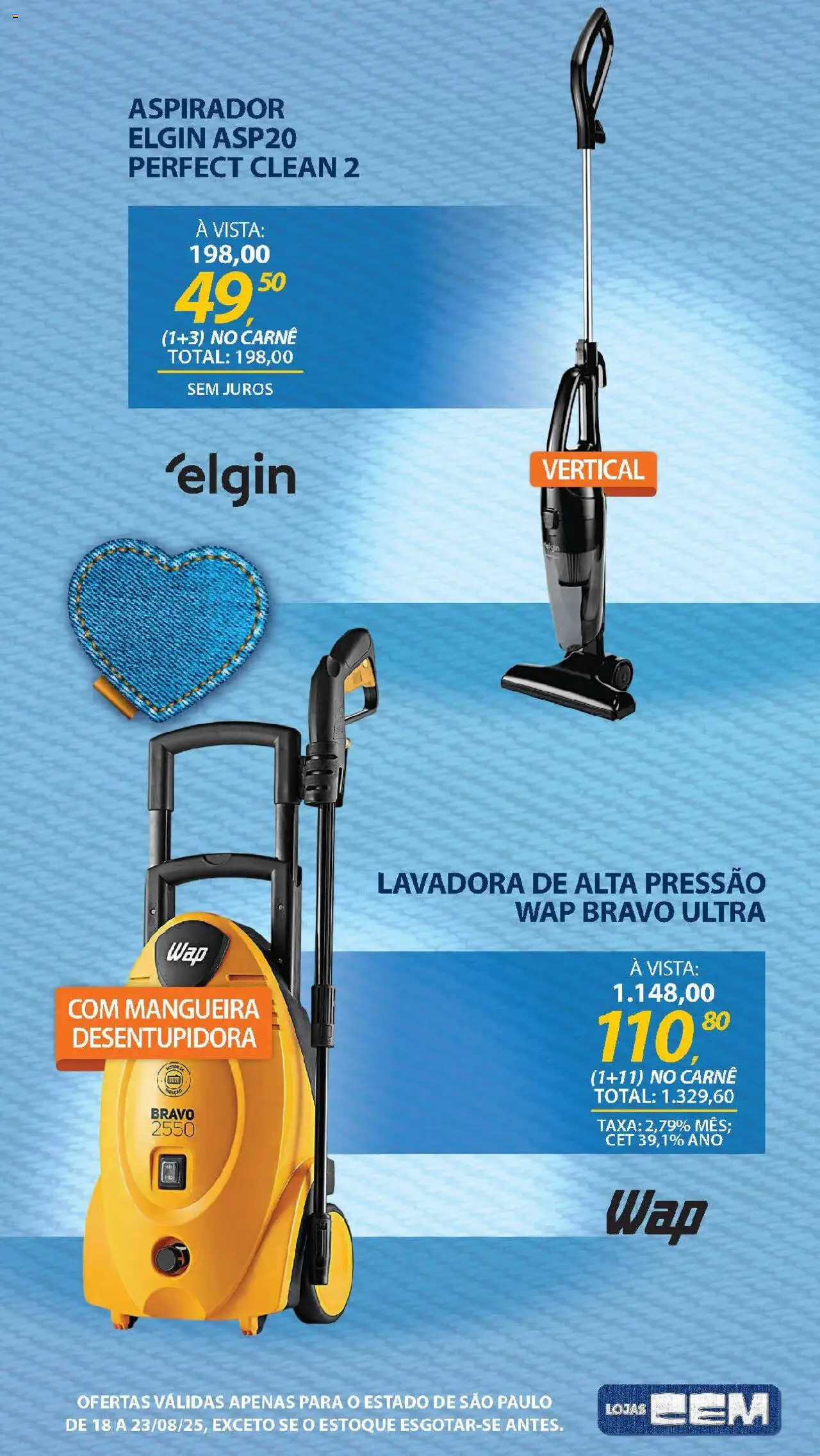 Lojas Cem Folheto - válido de 18.08.2025 | Página: 58 | Produtos: Mangueira, Carne, Lavadora de alta pressão