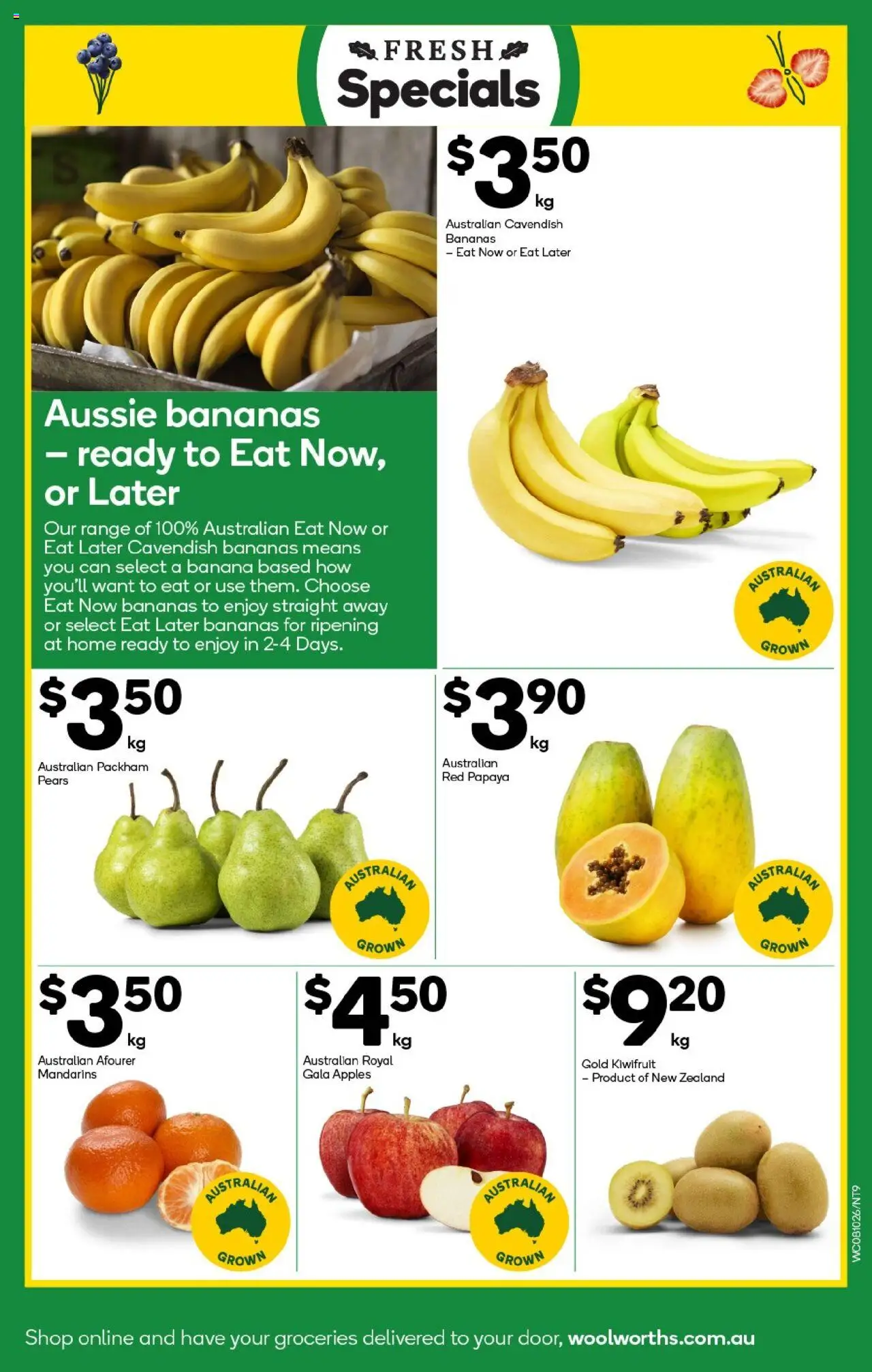 Woolworths catalogue - valid from 08.10.2025 | Page: 9 | Products: Apples, Bananas, Kiwifruit, Mandarins