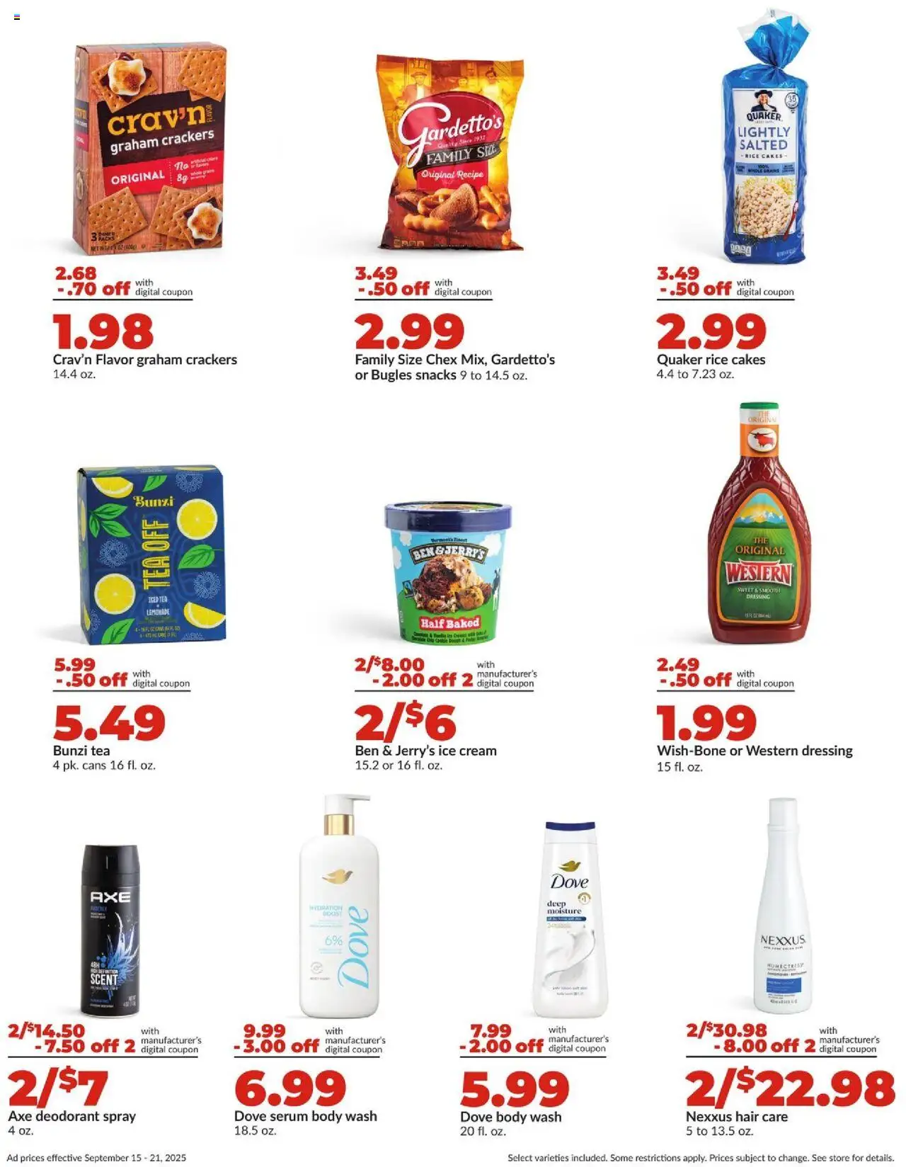HyVee Weekly Ad - valid from 15.09.2025 | Page: 7 | Products: Axe, Tea, Cream, Ice cream