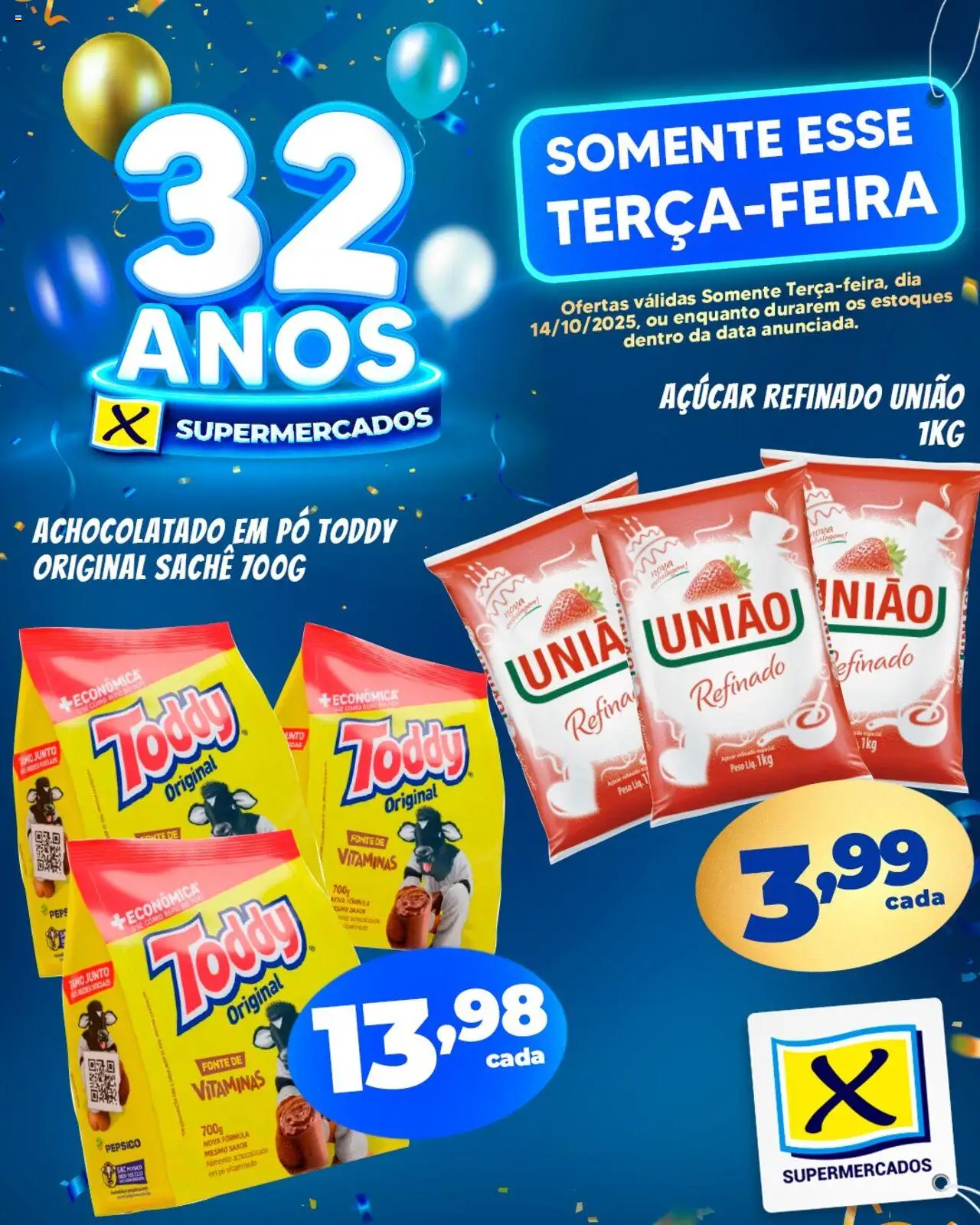 X Supermercados Folheto - válido de 14.10.2025 | Página: 2 | Produtos: Pó, Achocolatado, Açúcar