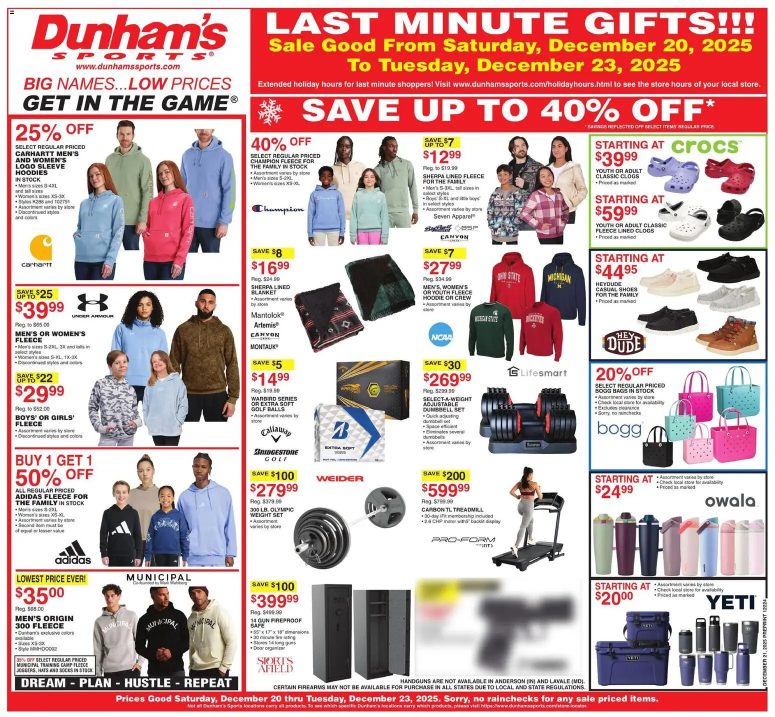 Dunham's Sports Ad - valid from 20.12.2025 | Page: 1 | Products: Safe, Hoodie, Socks, Gun