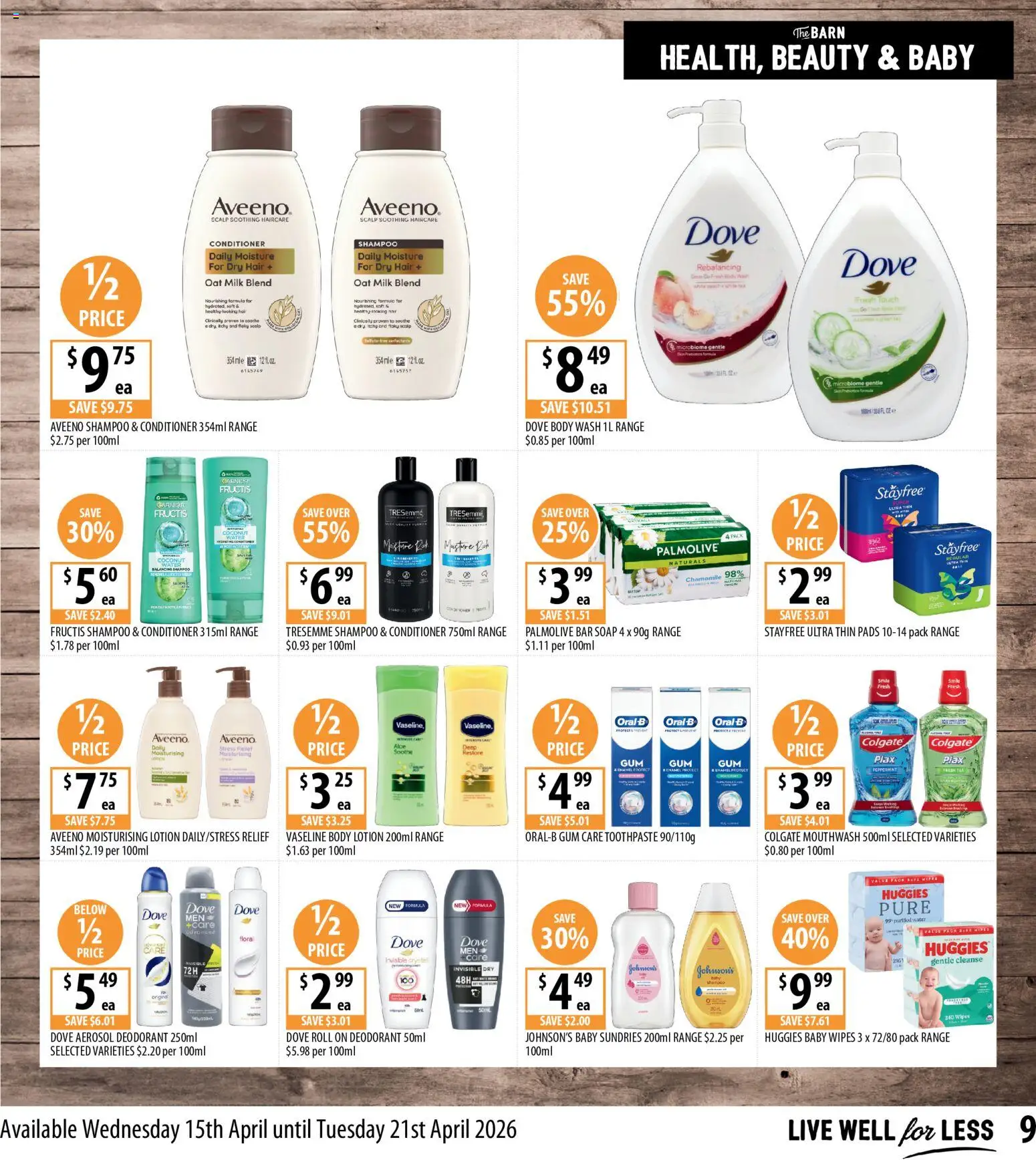 Supabarn catalogue - valid from 15.04.2026 | Page: 9 | Products: Pot, Milk, Shampoo, Mouthwash