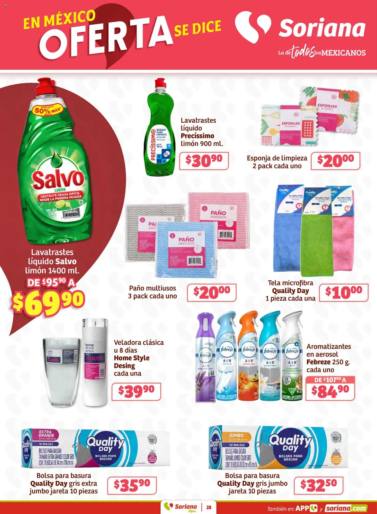 Nuevas ofertas de Soriana válidas en toda la República Mexicana desde el 26.02.2026. ¡Encuentra las mejores ofertas en Soriana - Preciazazaso Híper: Coah, Dur, NL, SLP, Tamps, Zac! | Página: 28 | Productos: Bolsa, Esponja, Limón
