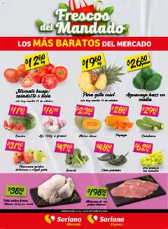 Vista previa de Soriana - Frescos del Mandado Mercado: Ags, Nay, Jal, Qro, Col, Mich, Gto, Hgo, Tlax, Mor, Pue, Gro, Oax, Edo. de Mex, CDMX, Zac y, nuevo folleto de la tienda, válido en México a partir del 14.10.2025