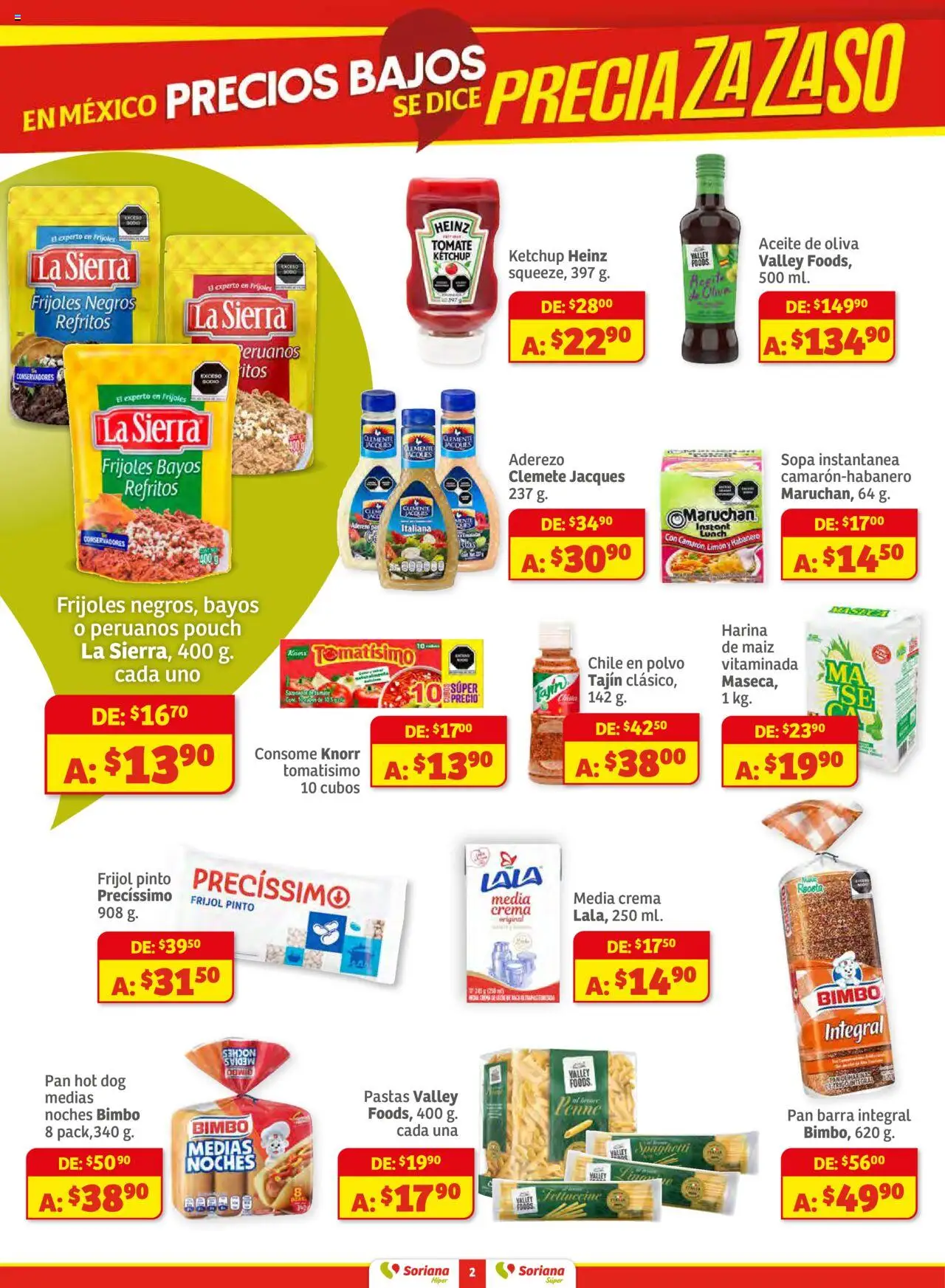 Nuevas ofertas de Soriana válidas en toda la República Mexicana desde el 14.08.2025. ¡Encuentra las mejores ofertas en Soriana - Preciazazaso Híper: Ags, Col, Gto, Jal, Mich! | Página: 2 | Productos: Maíz, Crema, Tomate, Sierra
